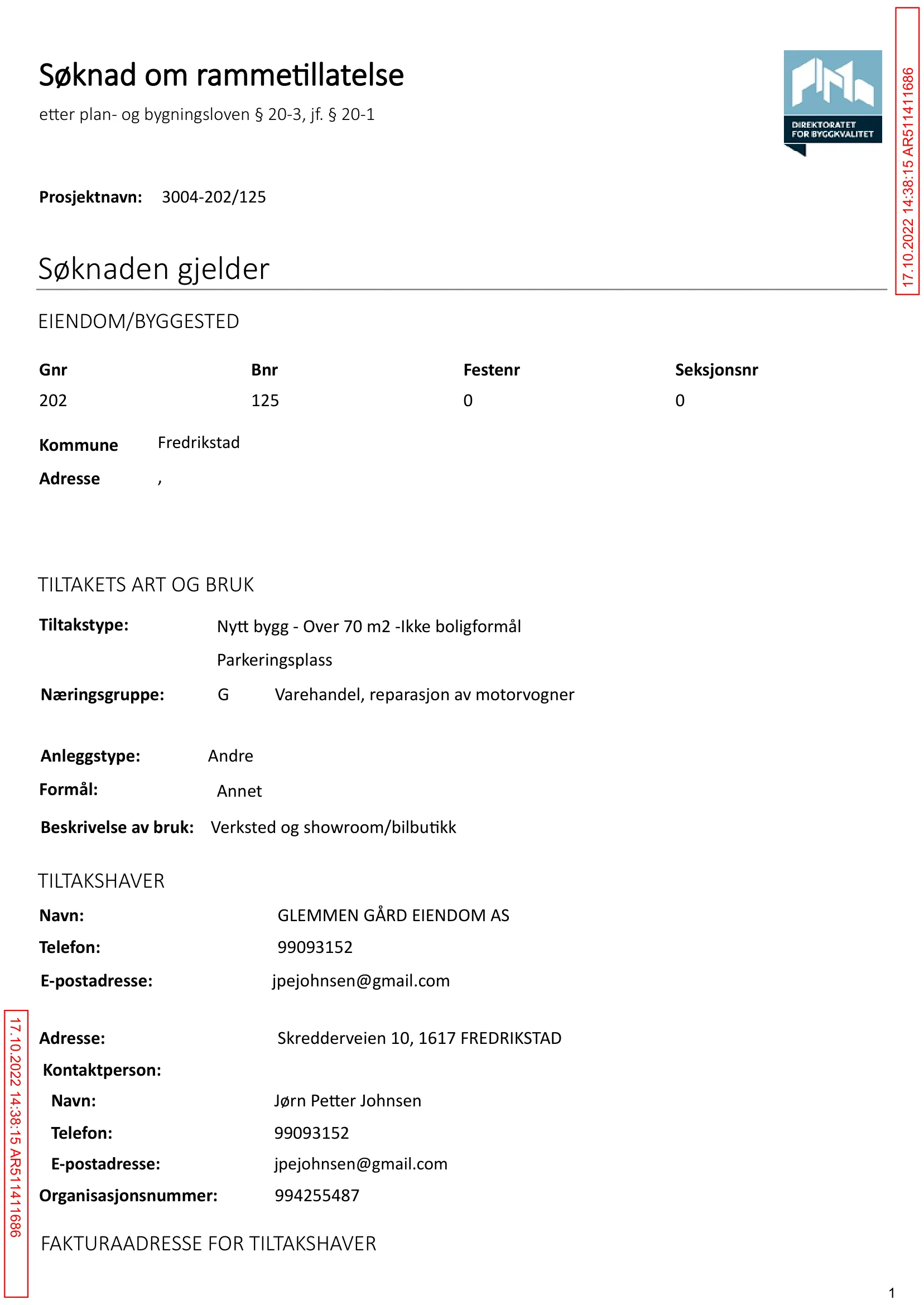 Søknad om rammetillatelse