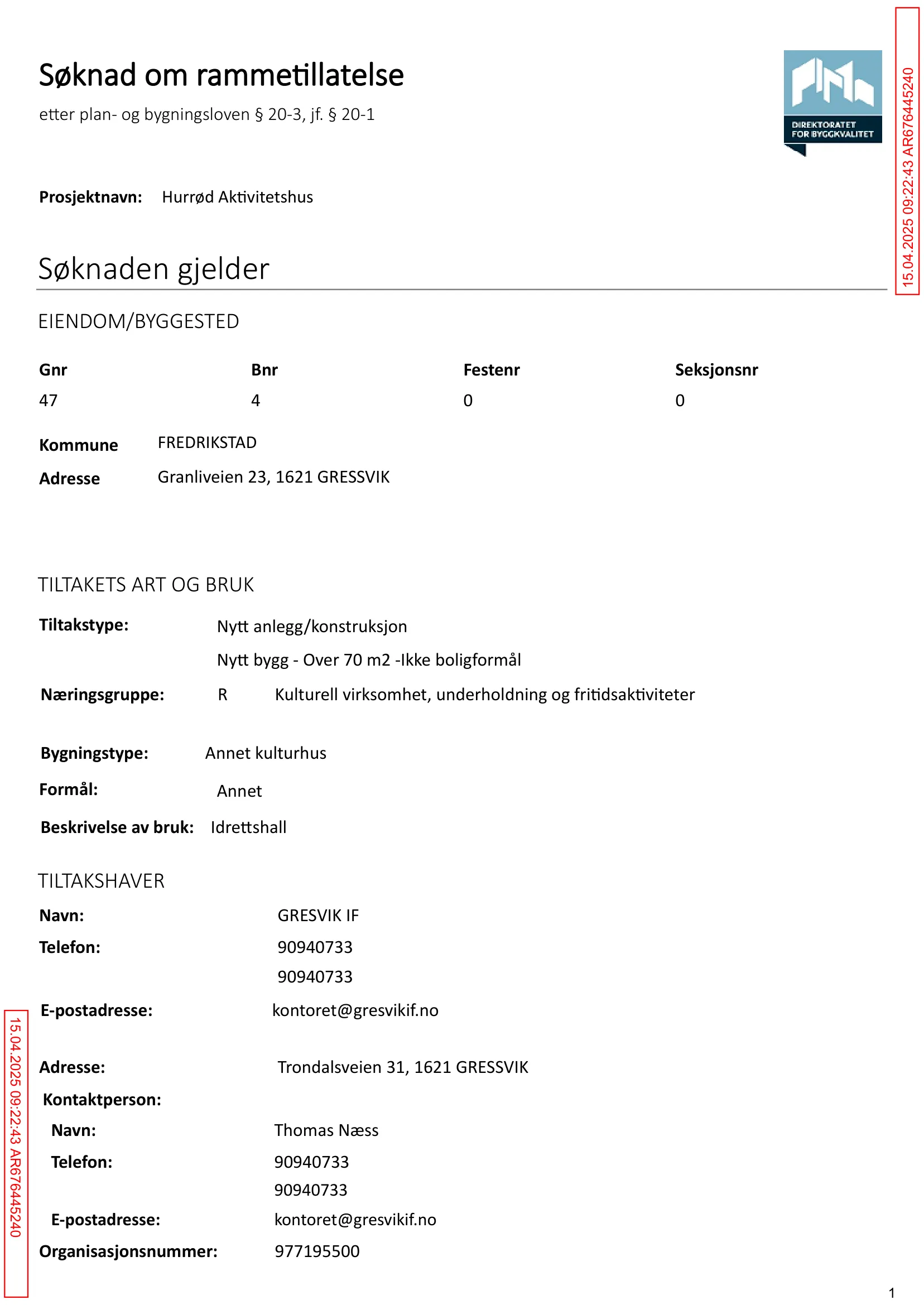 Søknad om rammetillatelse