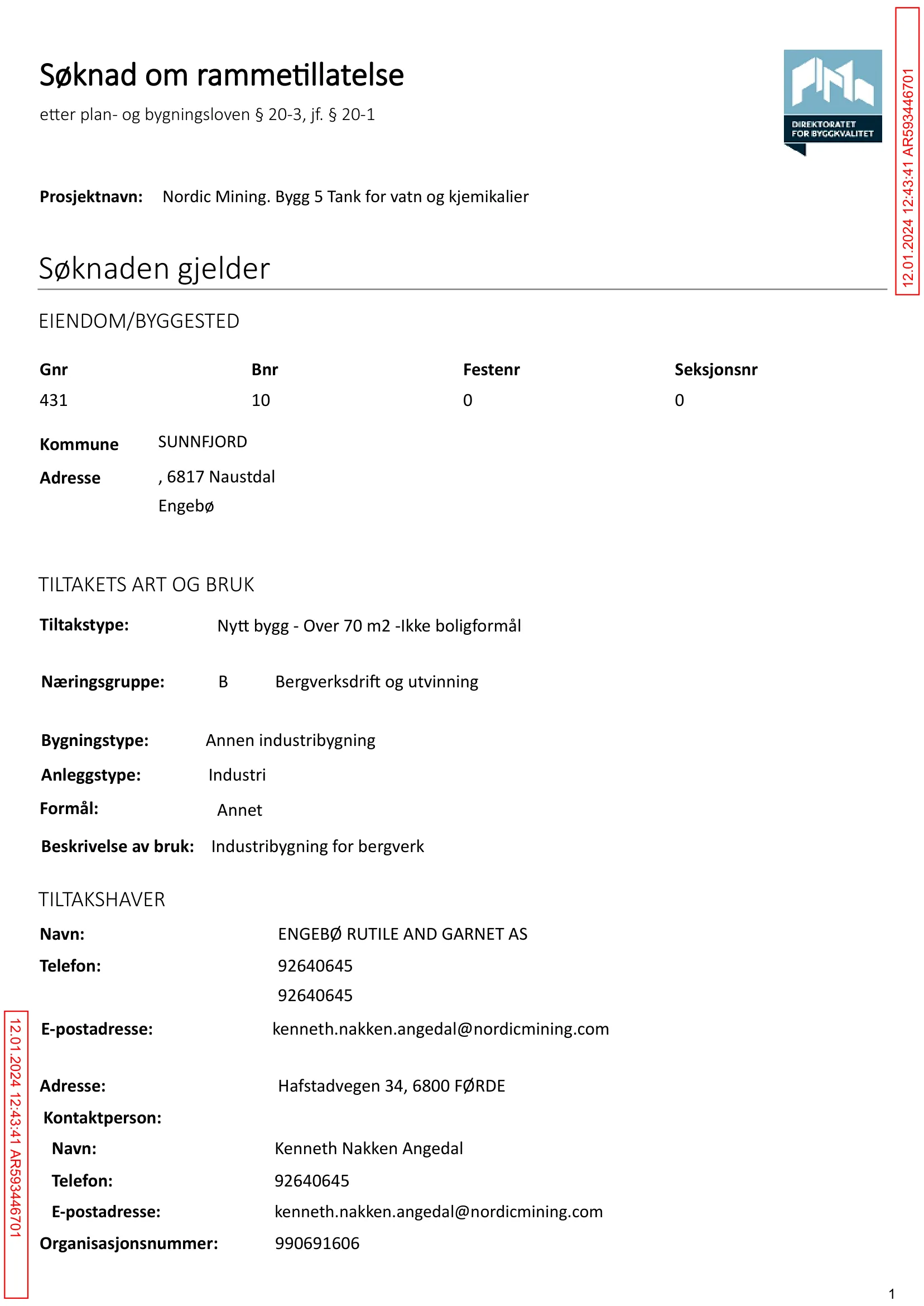 Søknad om rammetillatelse