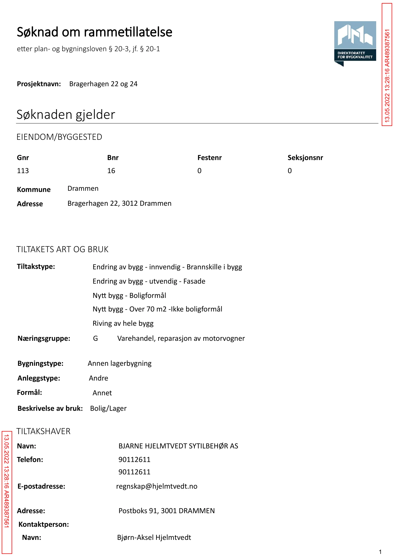 Søknad om rammetillatelse