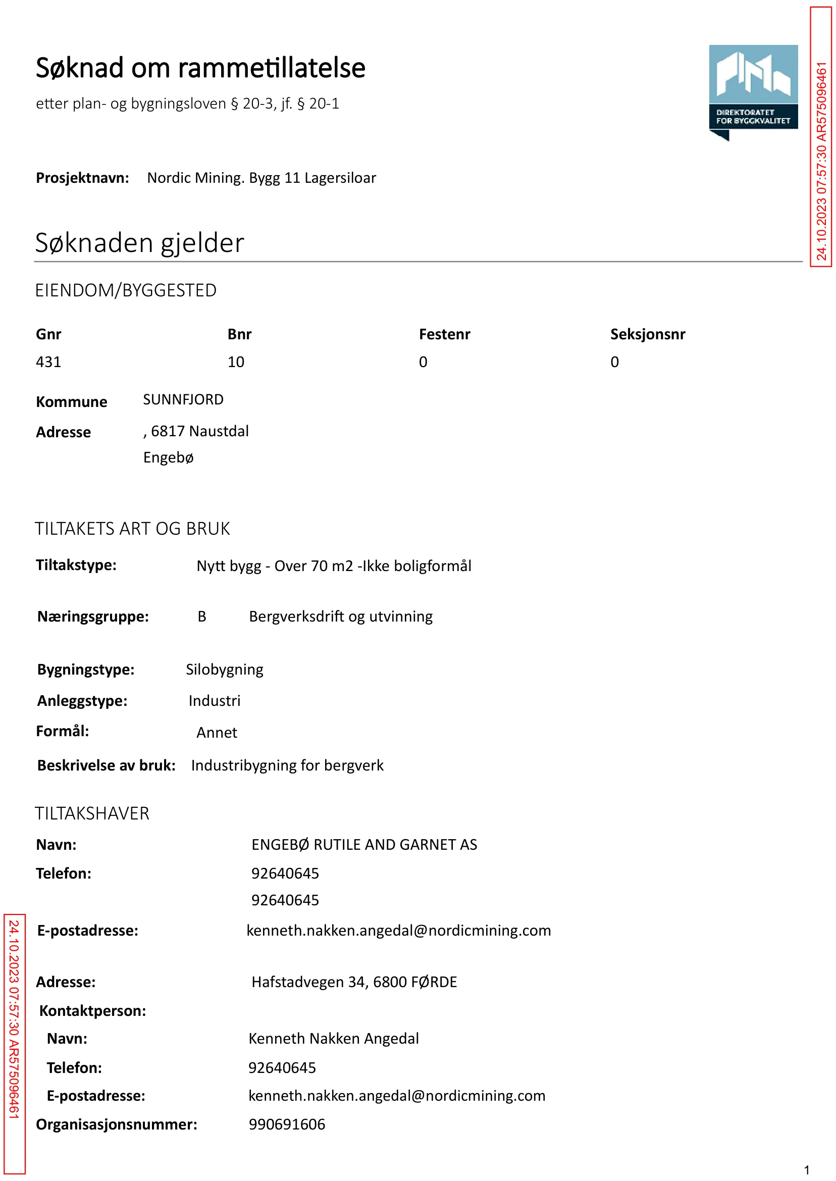 Søknad om rammetillatelse
