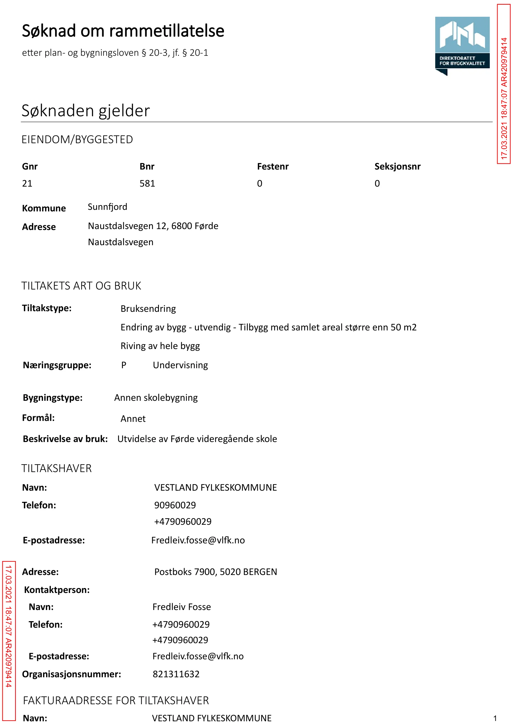 Søknad om rammetillatelse
