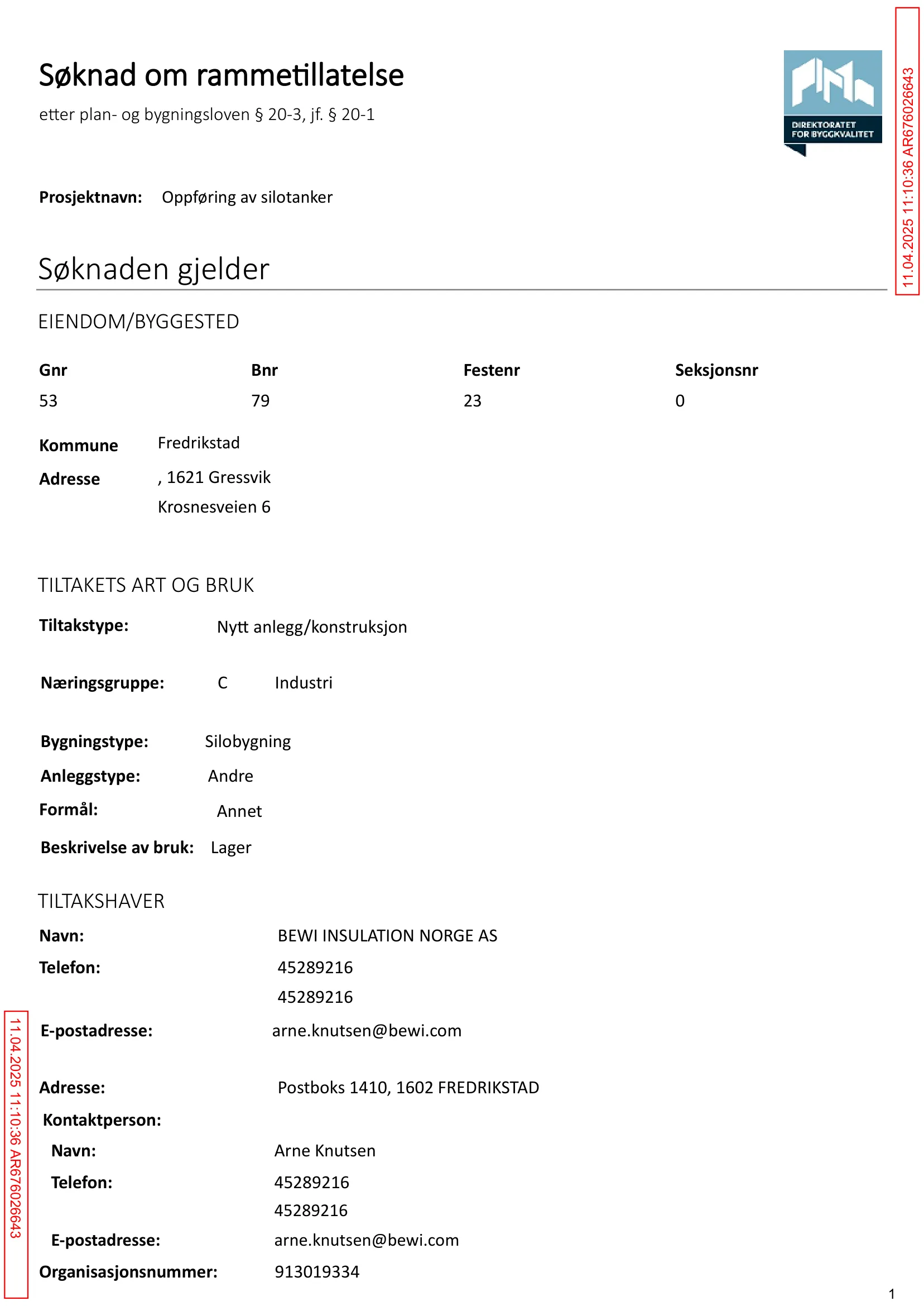 Søknad om rammetillatelse