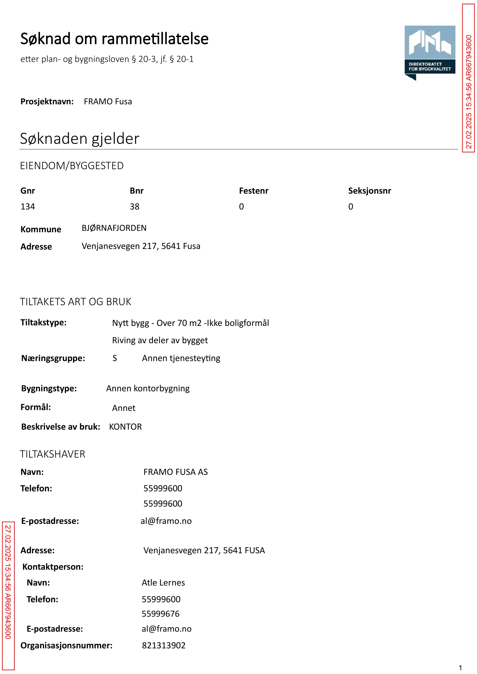 Søknad om rammetillatelse