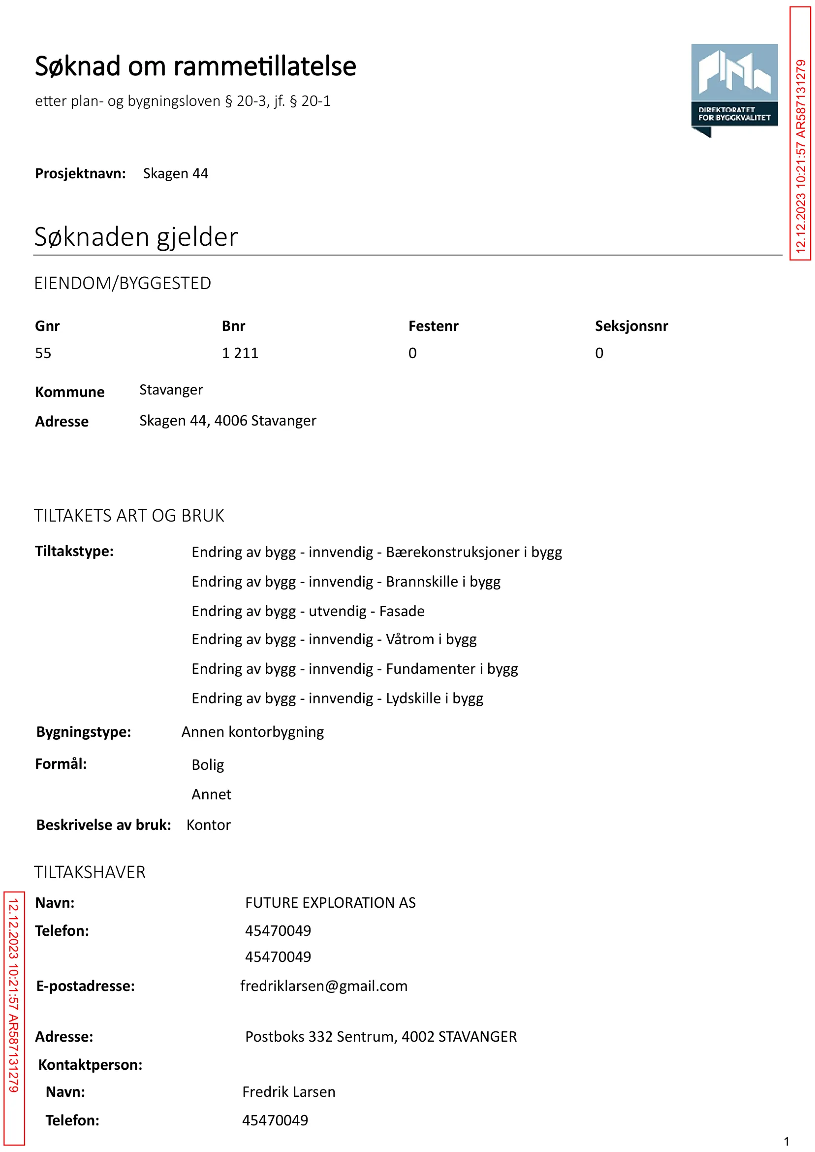 Søknad om rammetillatelse