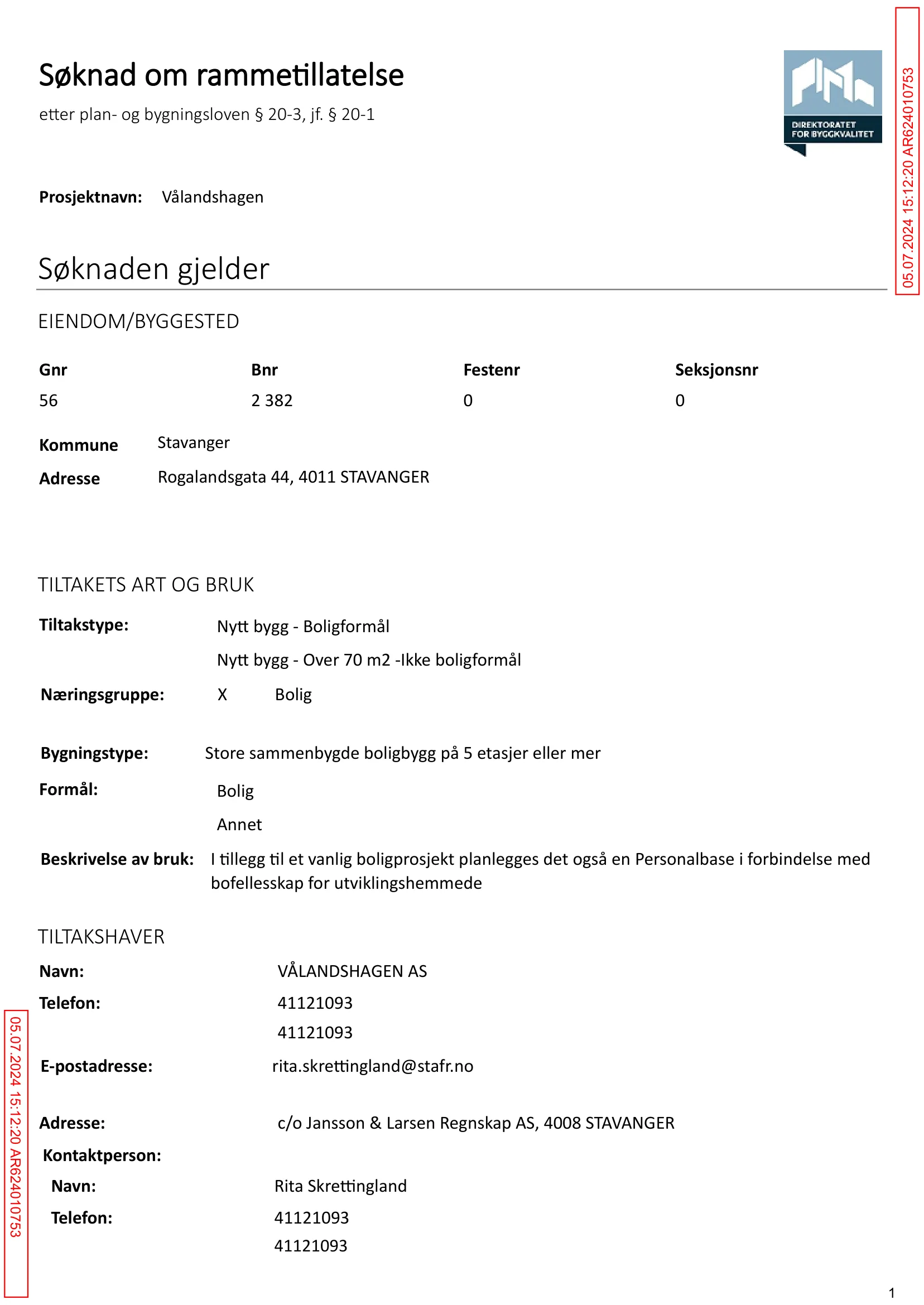 Søknad om rammetillatelse