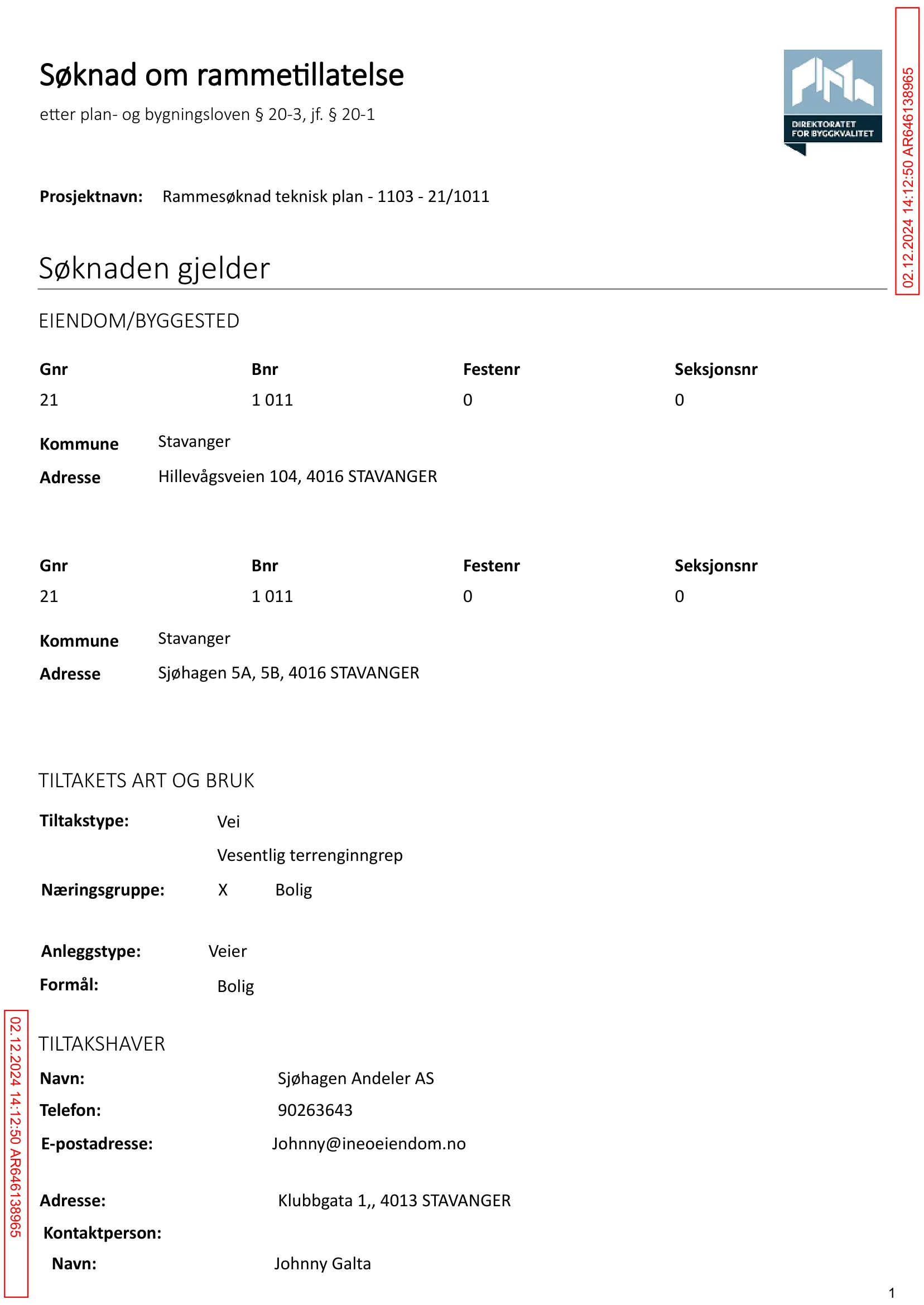 Søknad om rammetillatelse