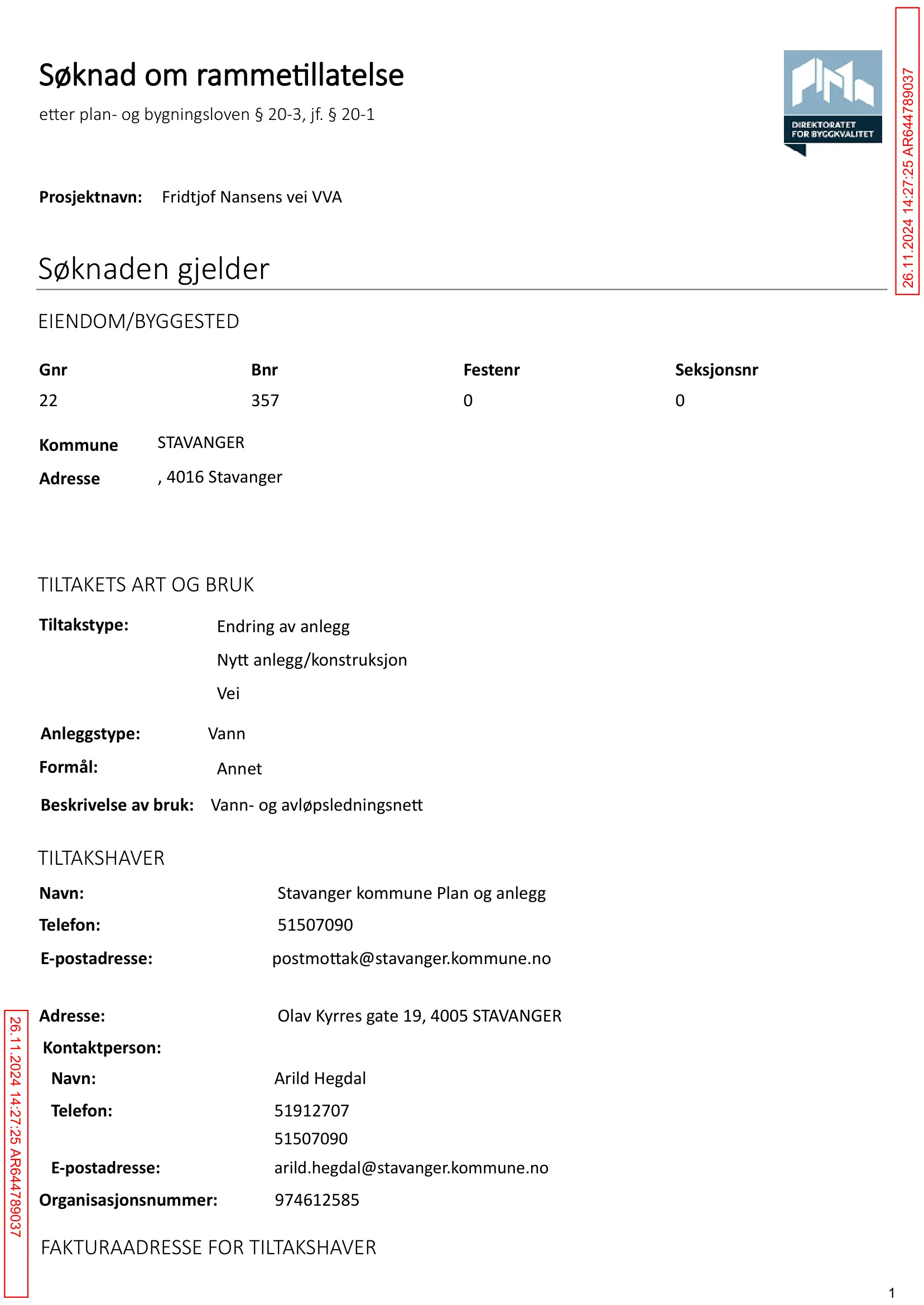 Søknad om rammetillatelse