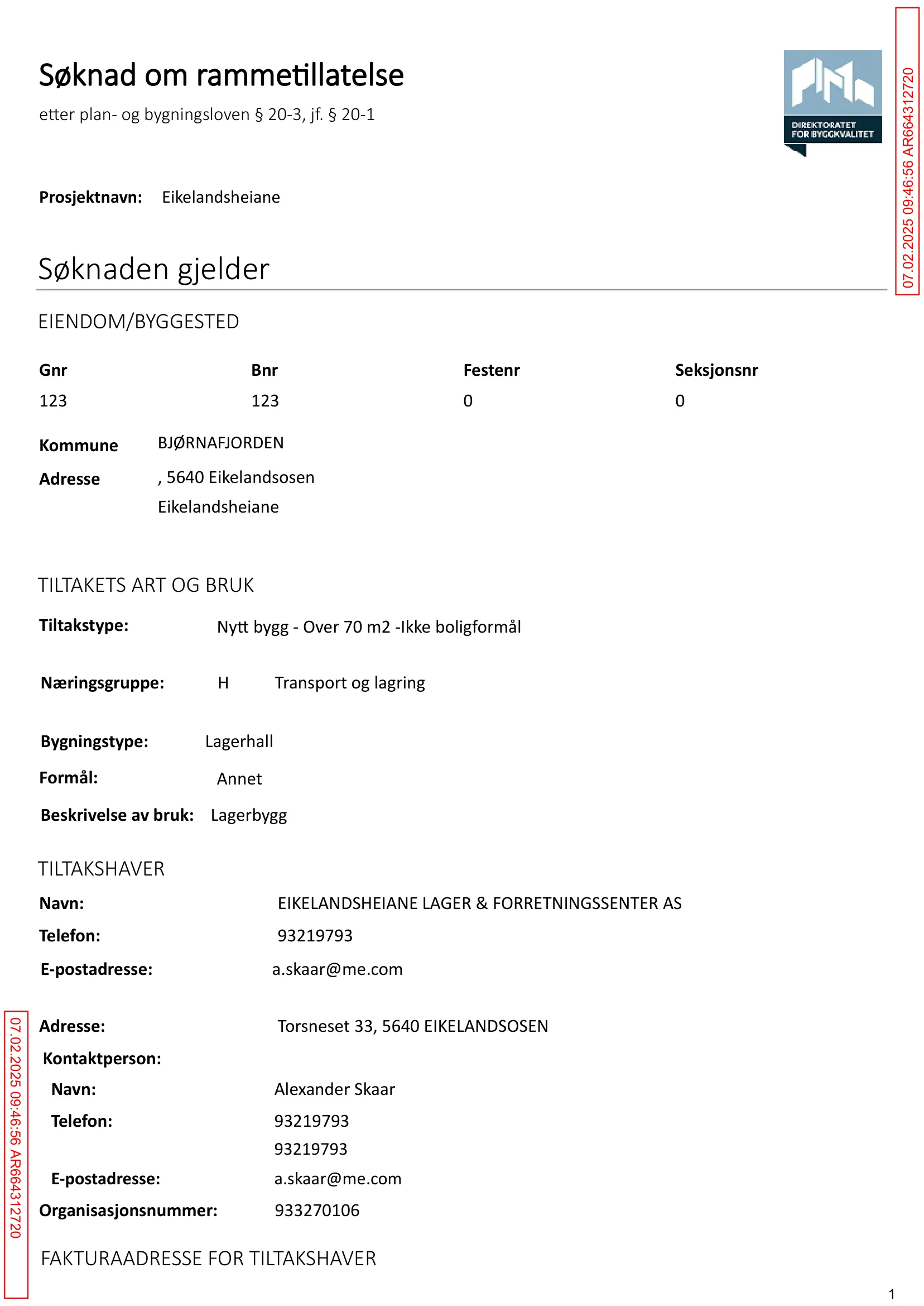 Søknad om rammetillatelse