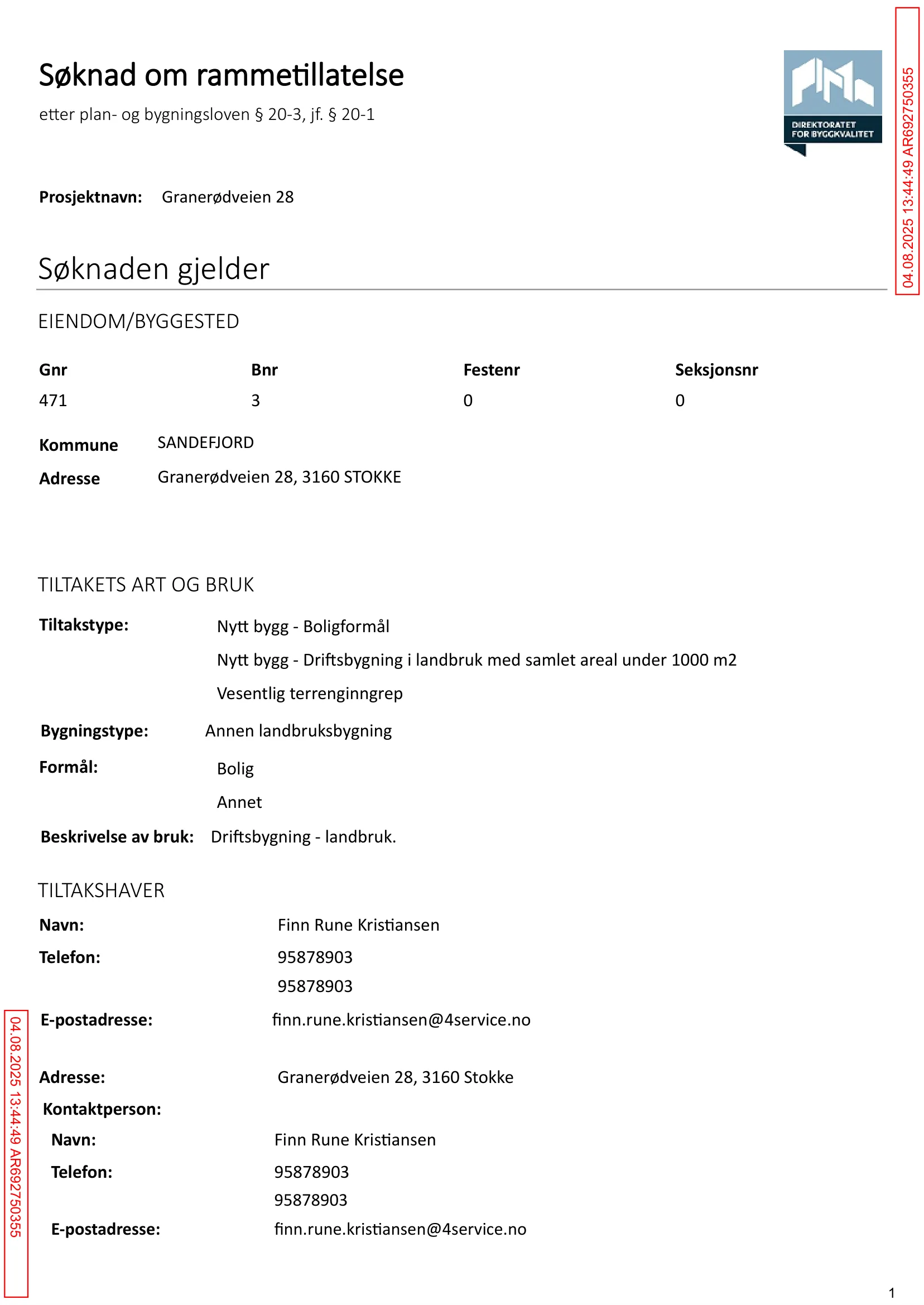 Søknad om rammetillatelse