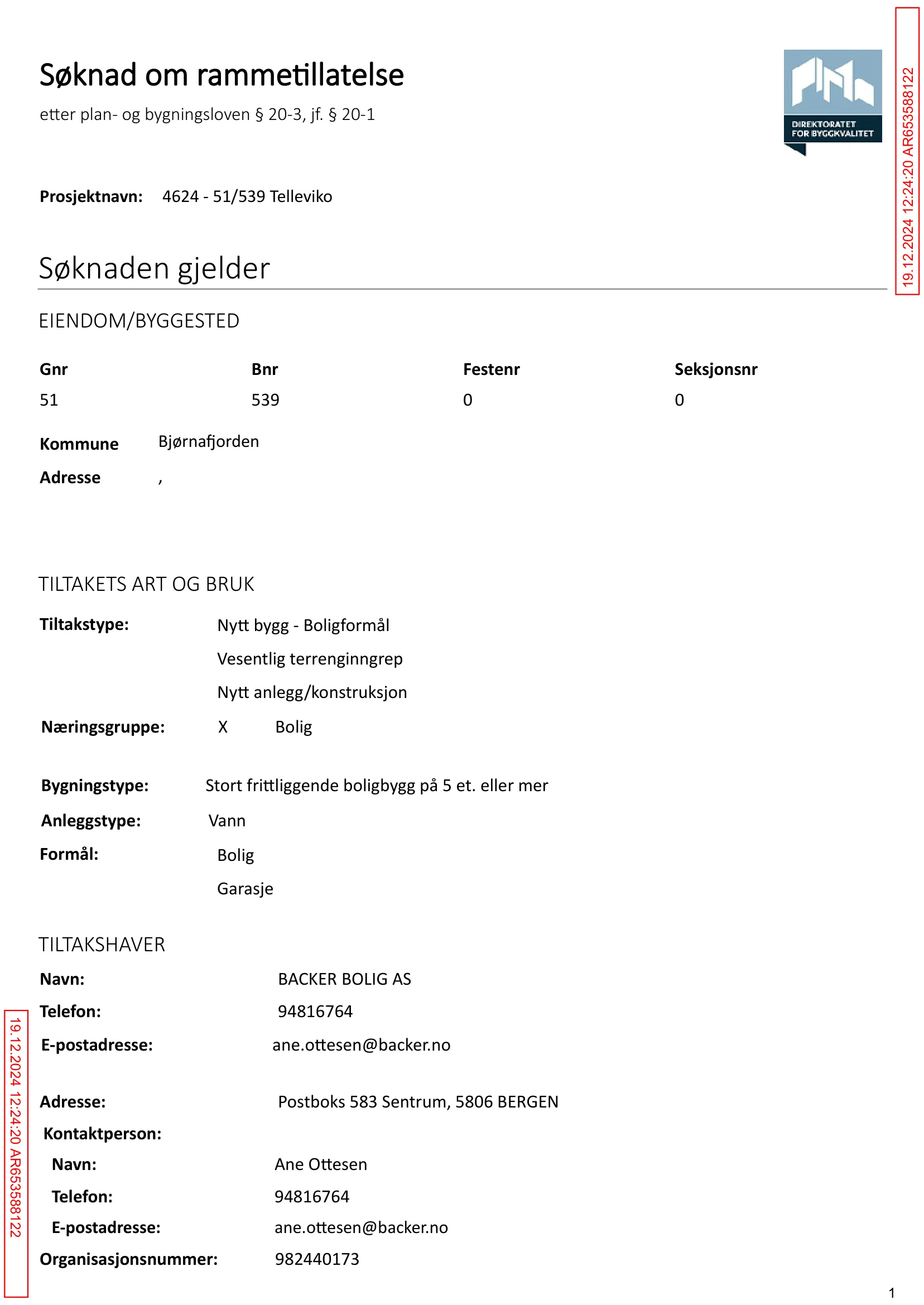 Søknad om rammetillatelse