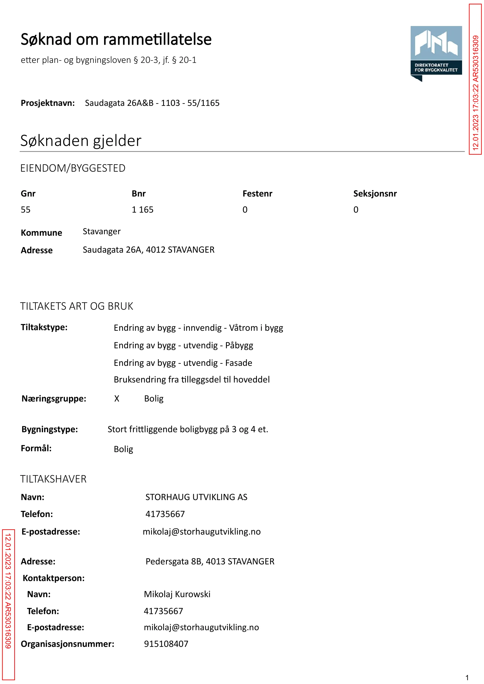 Søknad om rammetillatelse