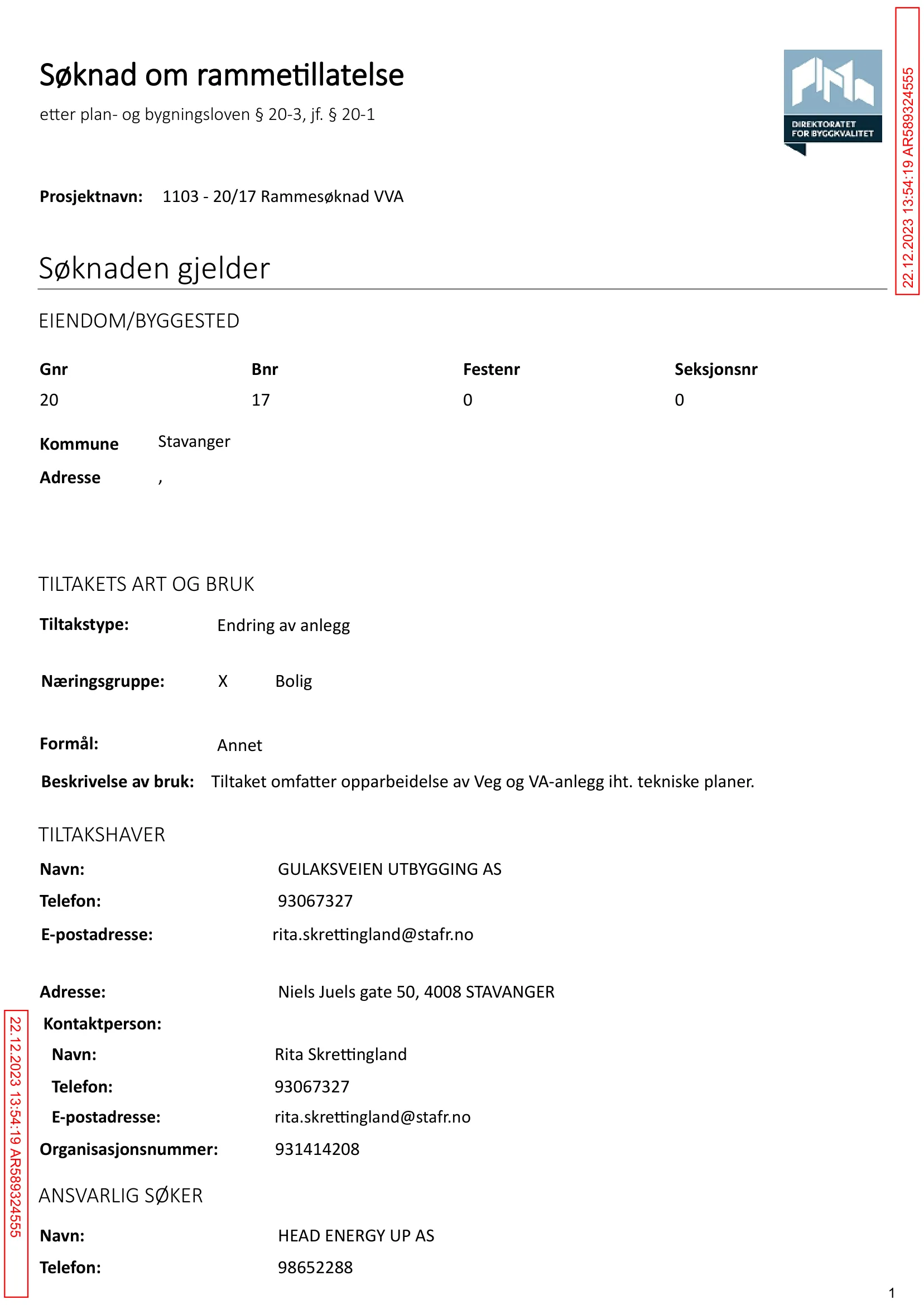 Søknad om rammetillatelse