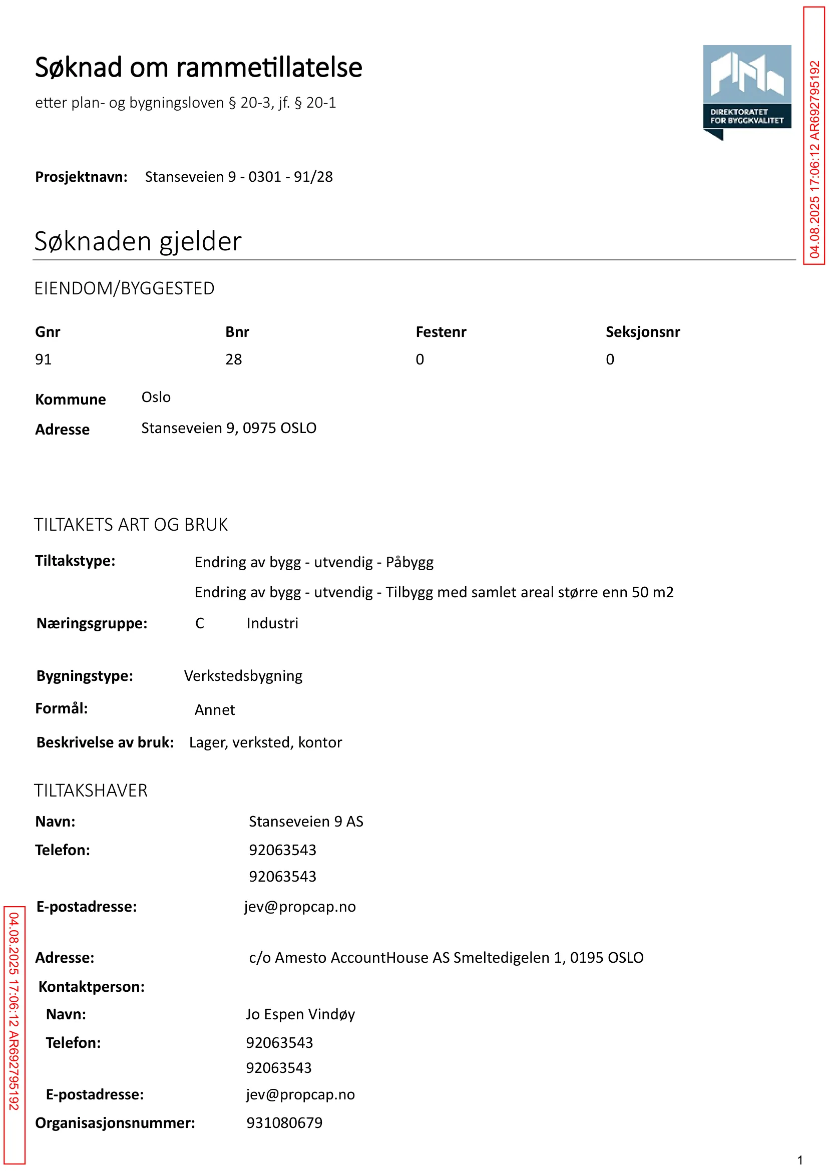 Søknad om rammetillatelse