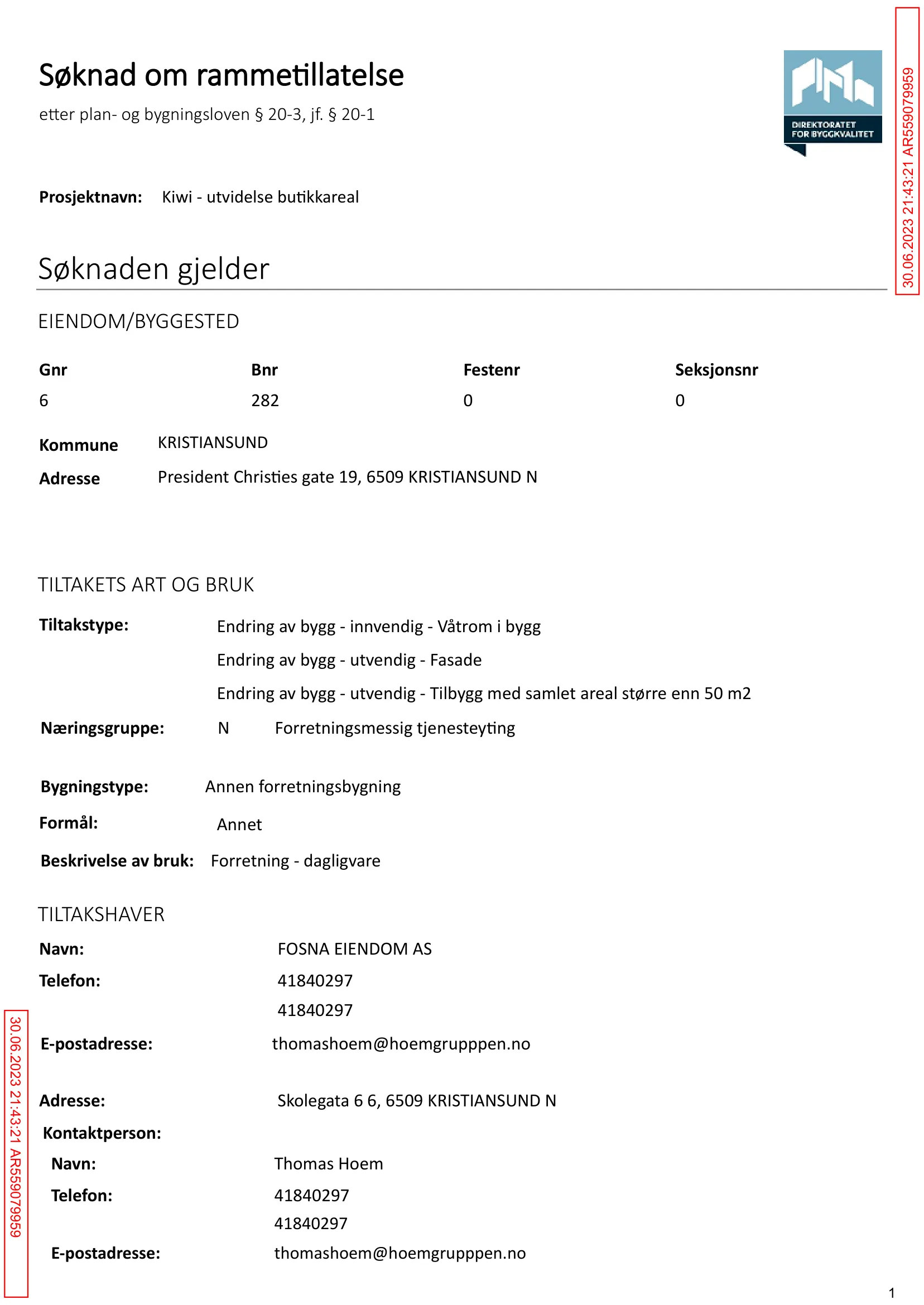 Søknad om rammetillatelse