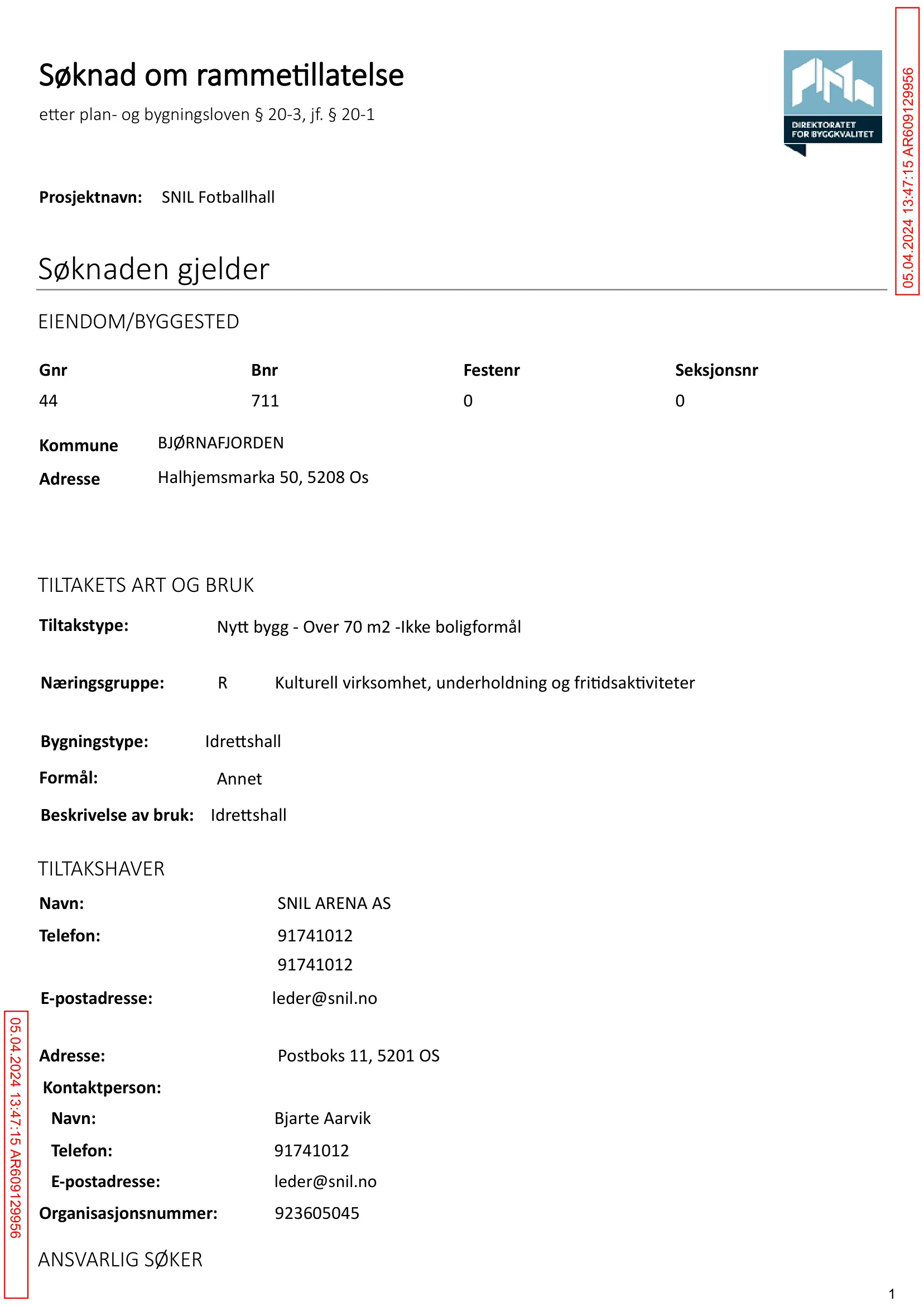 Søknad om rammetillatelse