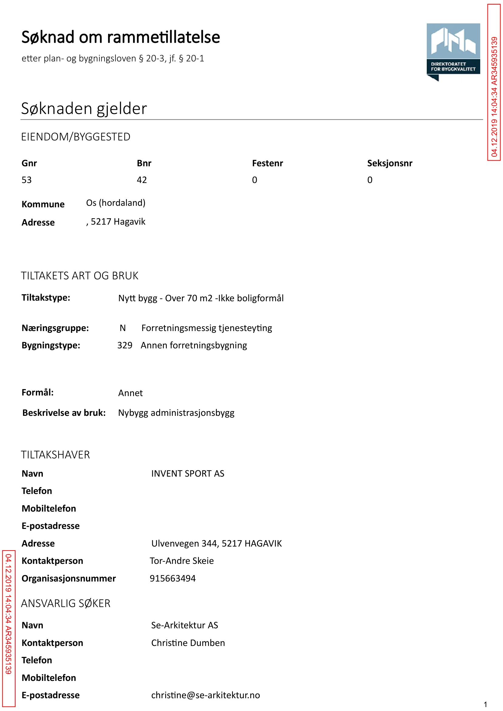 Søknad om rammetillatelse