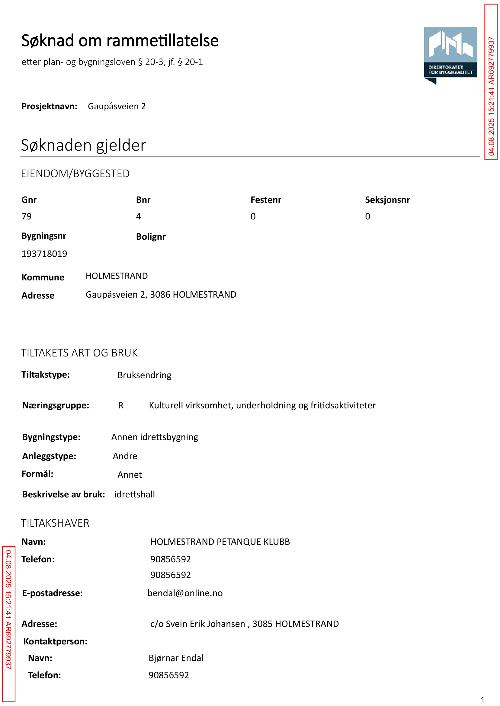 Søknad om rammetillatelse