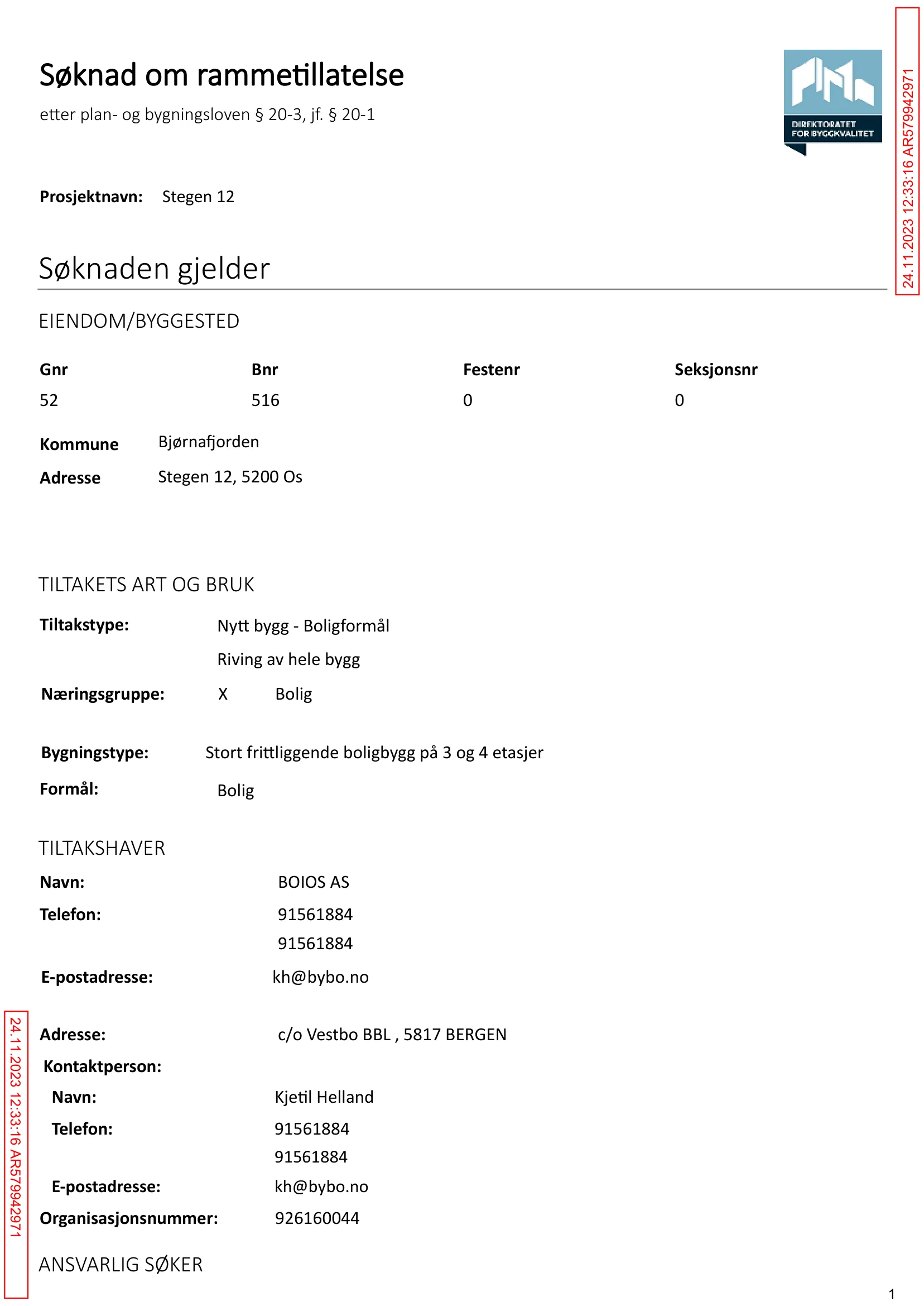 Søknad om rammetillatelse