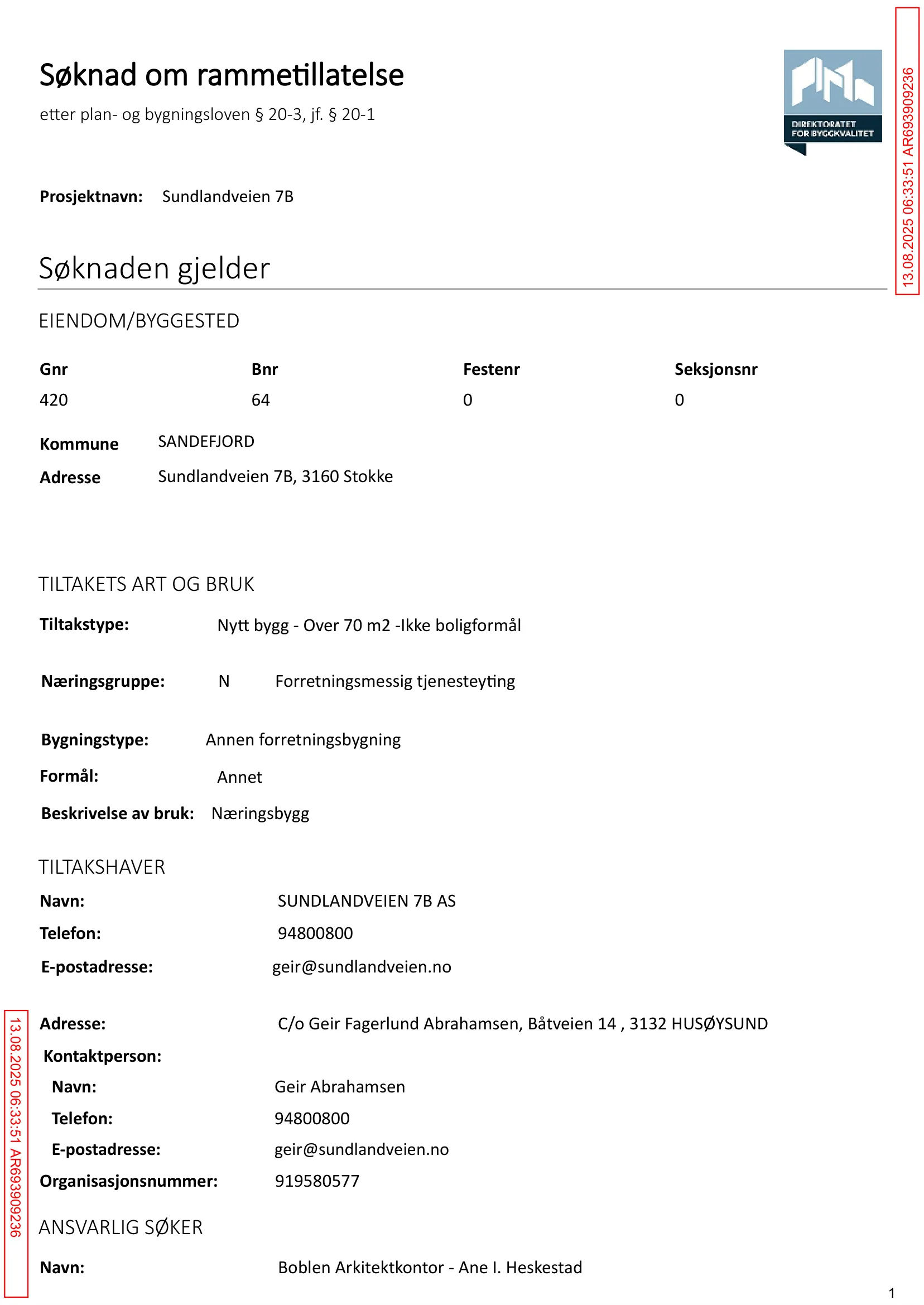 Søknad om rammetillatelse