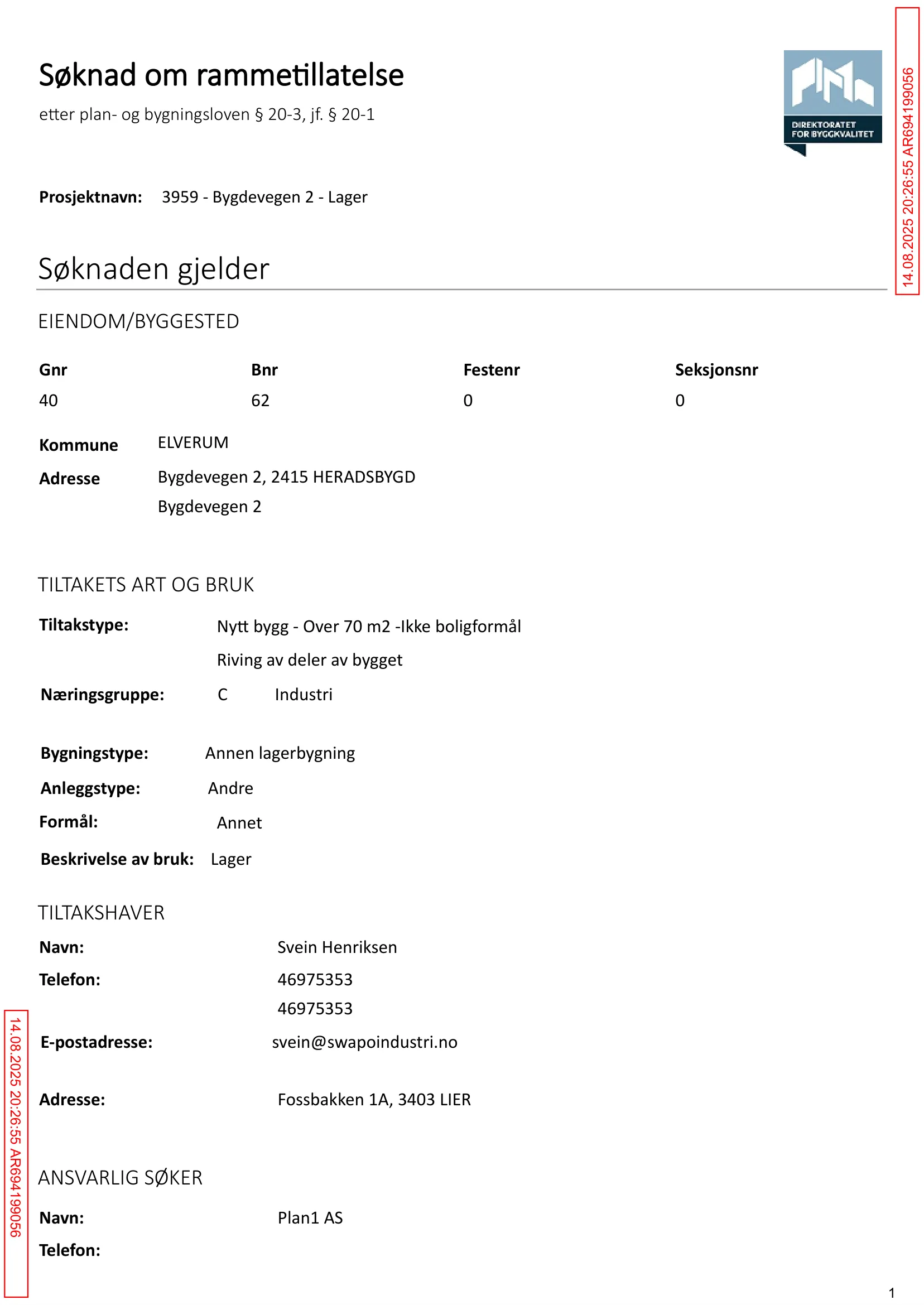 Søknad om rammetillatelse