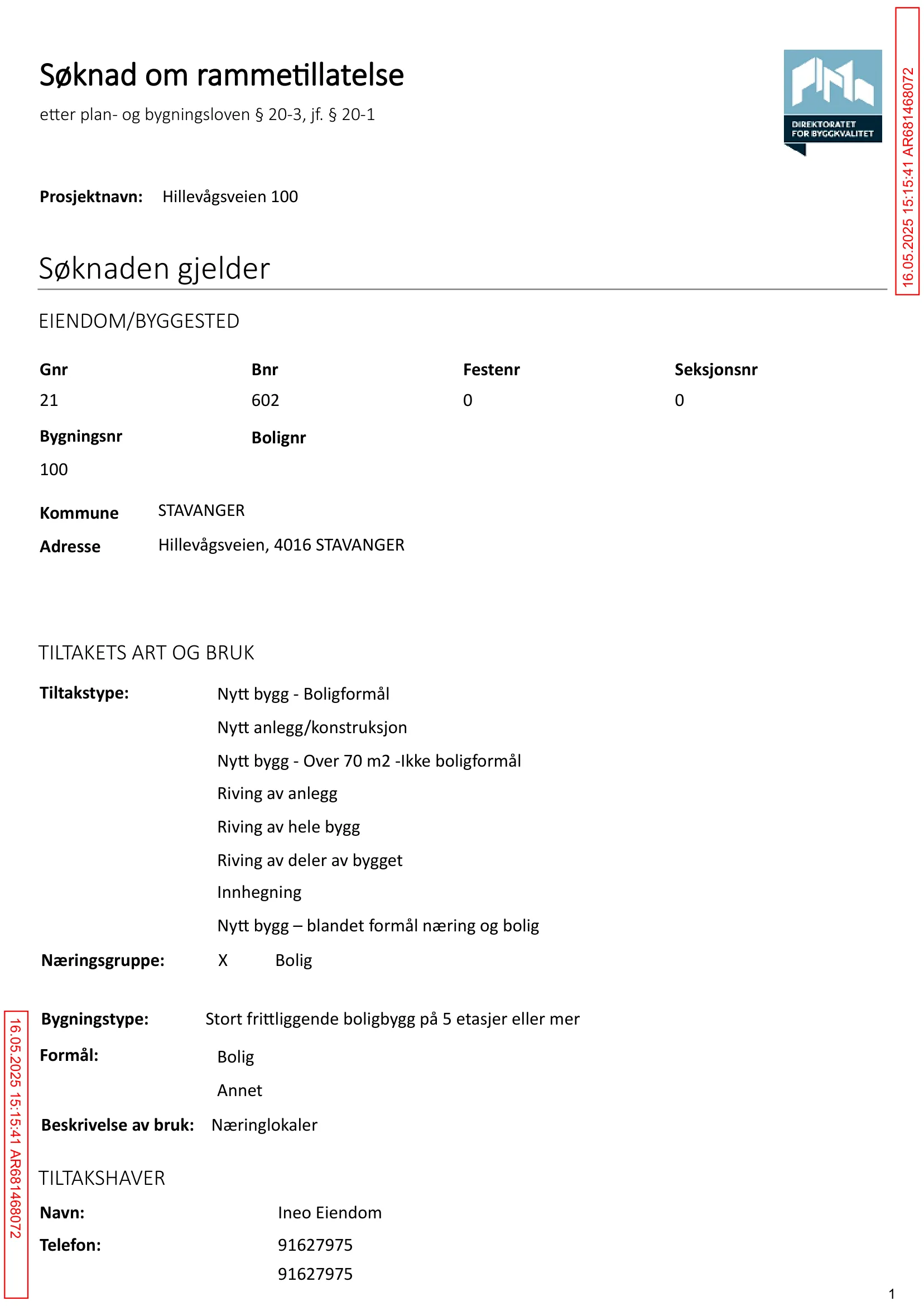 Søknad om rammetillatelse