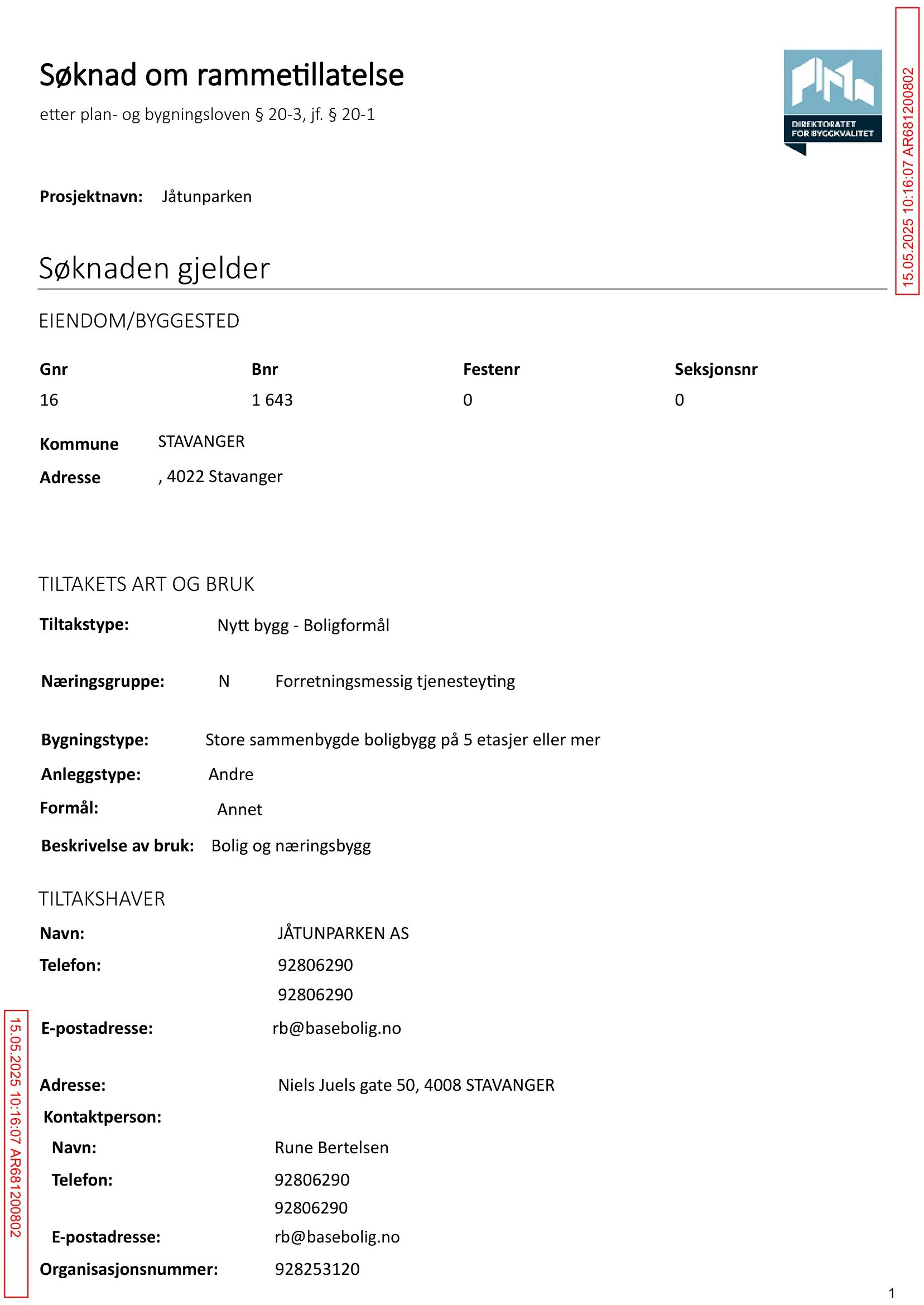 Søknad om rammetillatelse
