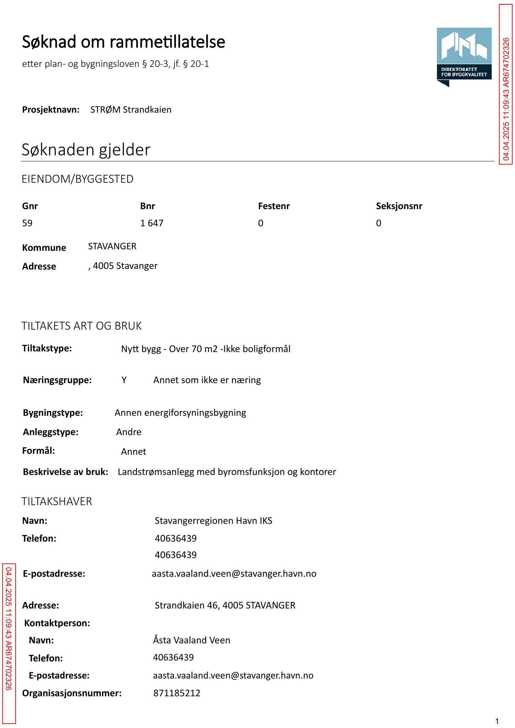 Søknad om rammetillatelse