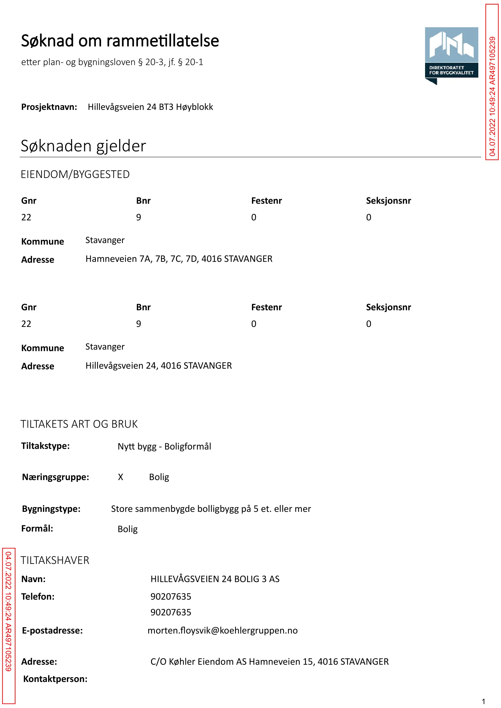 Søknad om rammetillatelse
