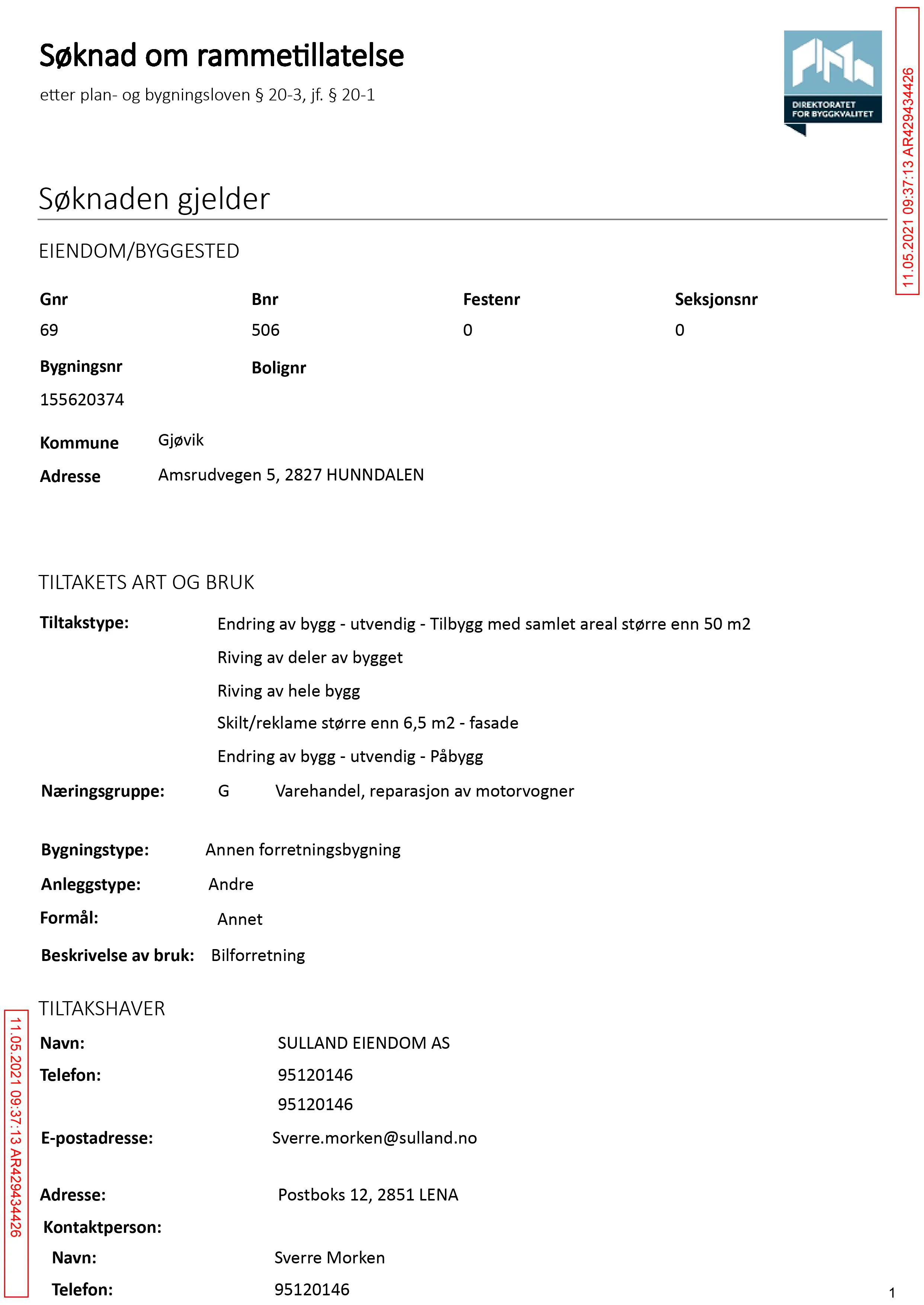 Søknad om rammetillatelse