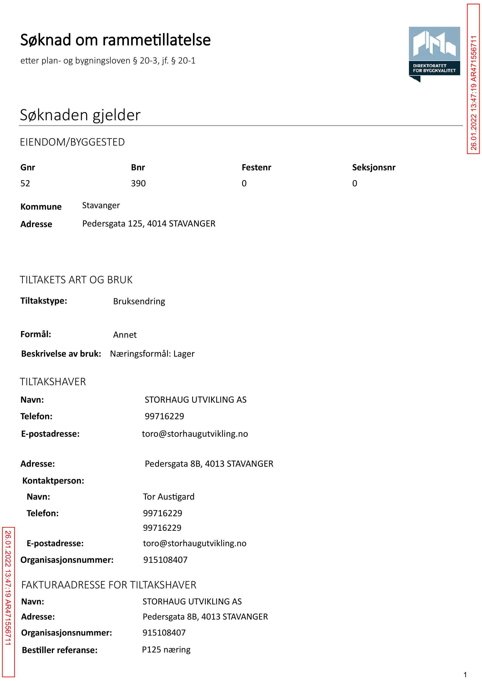 Søknad om rammetillatelse