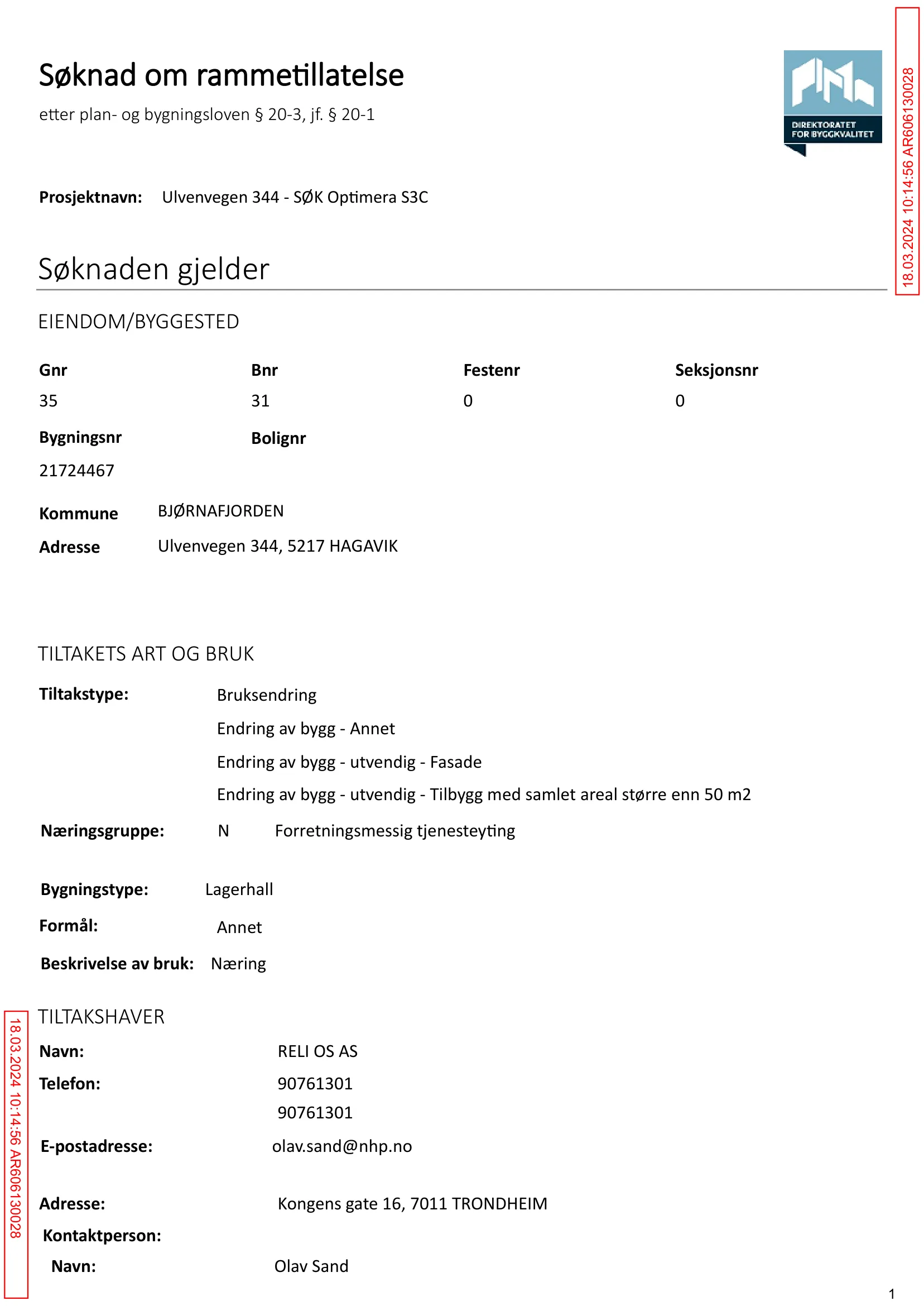 Søknad om rammetillatelse
