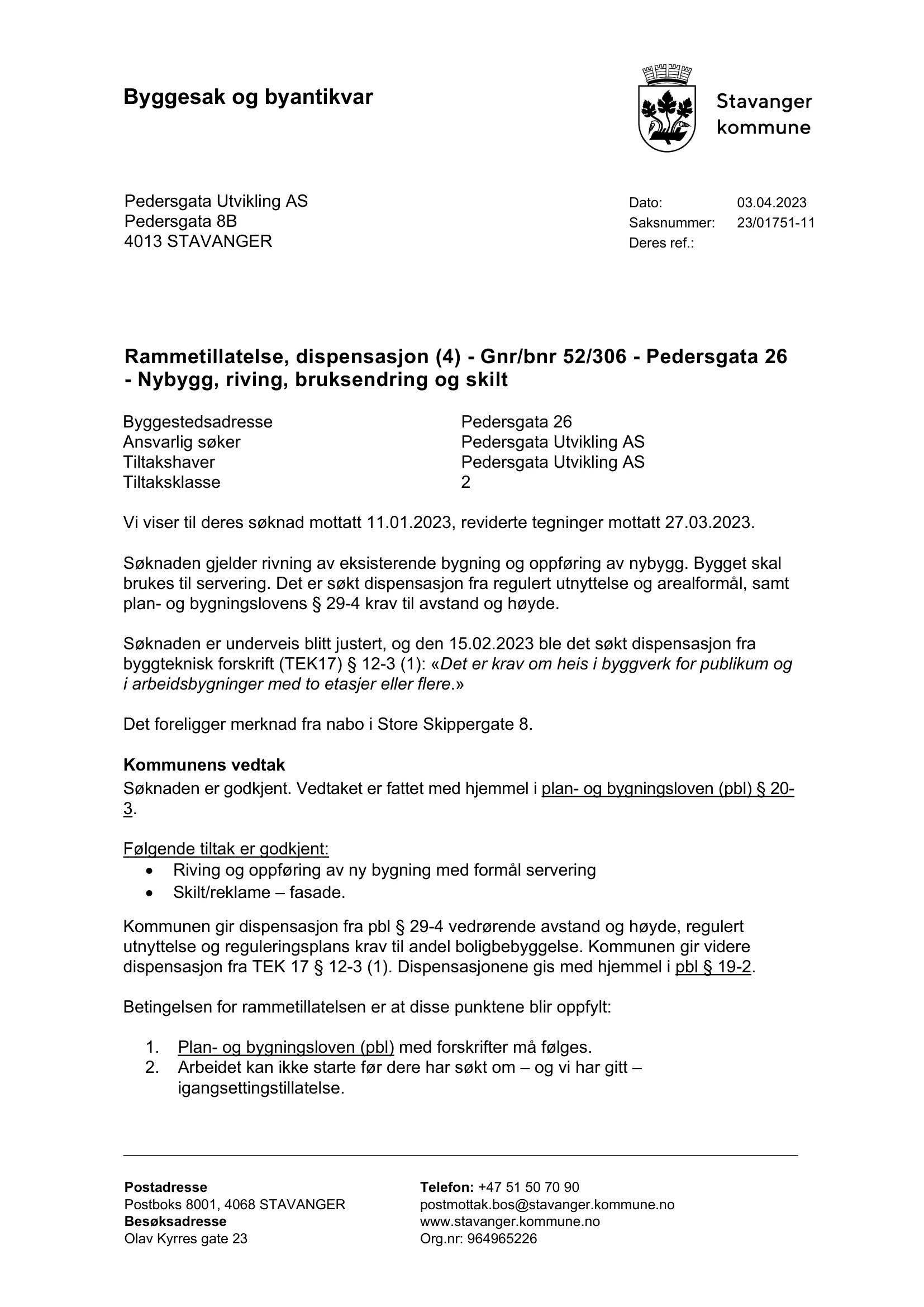 Søknad om rammetillatelse