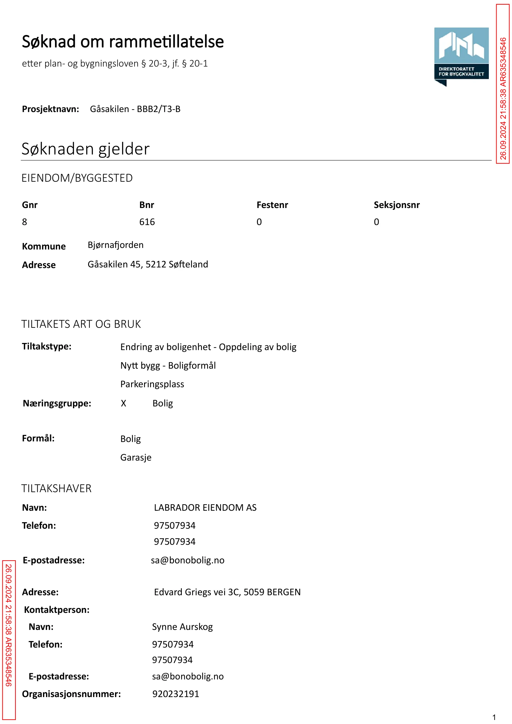 Søknad om rammetillatelse