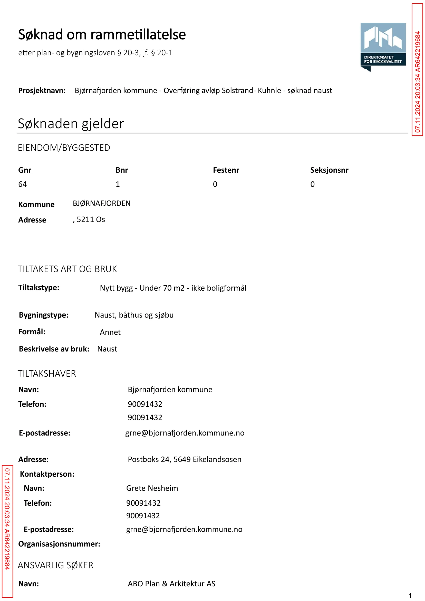Søknad om rammetillatelse