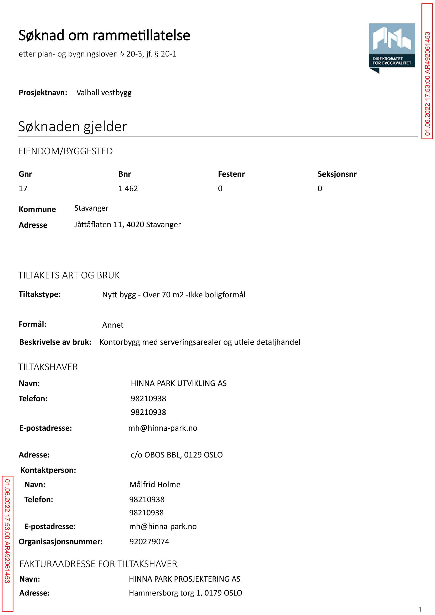 Søknad om rammetillatelse