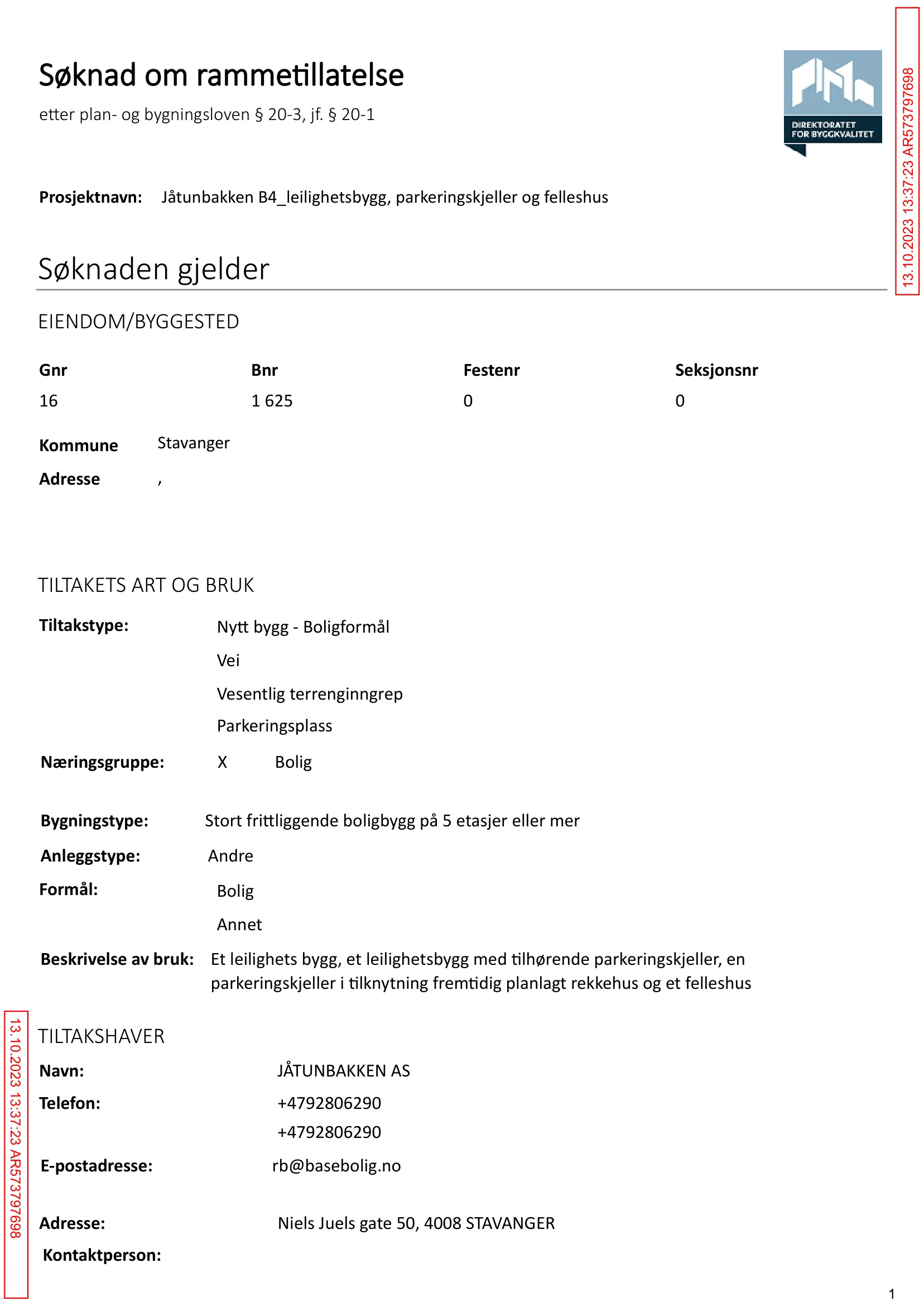 Søknad om rammetillatelse