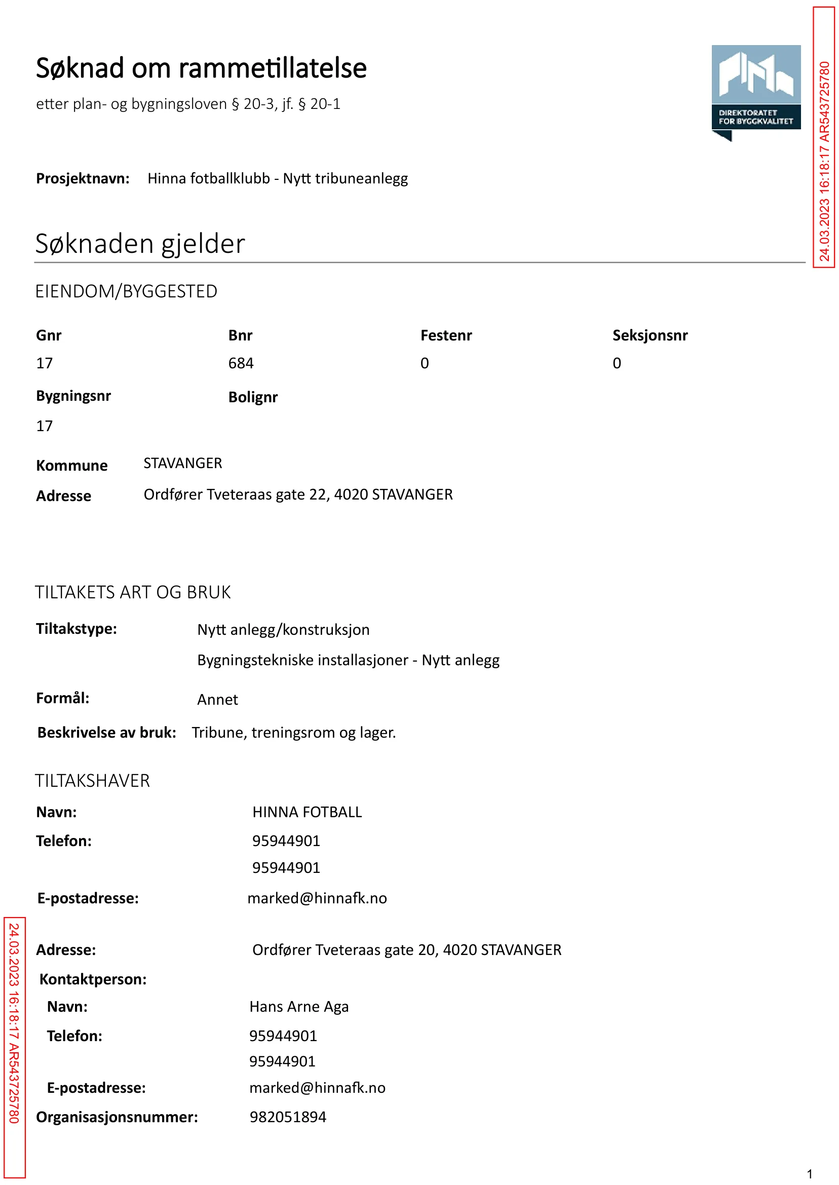 Søknad om rammetillatelse