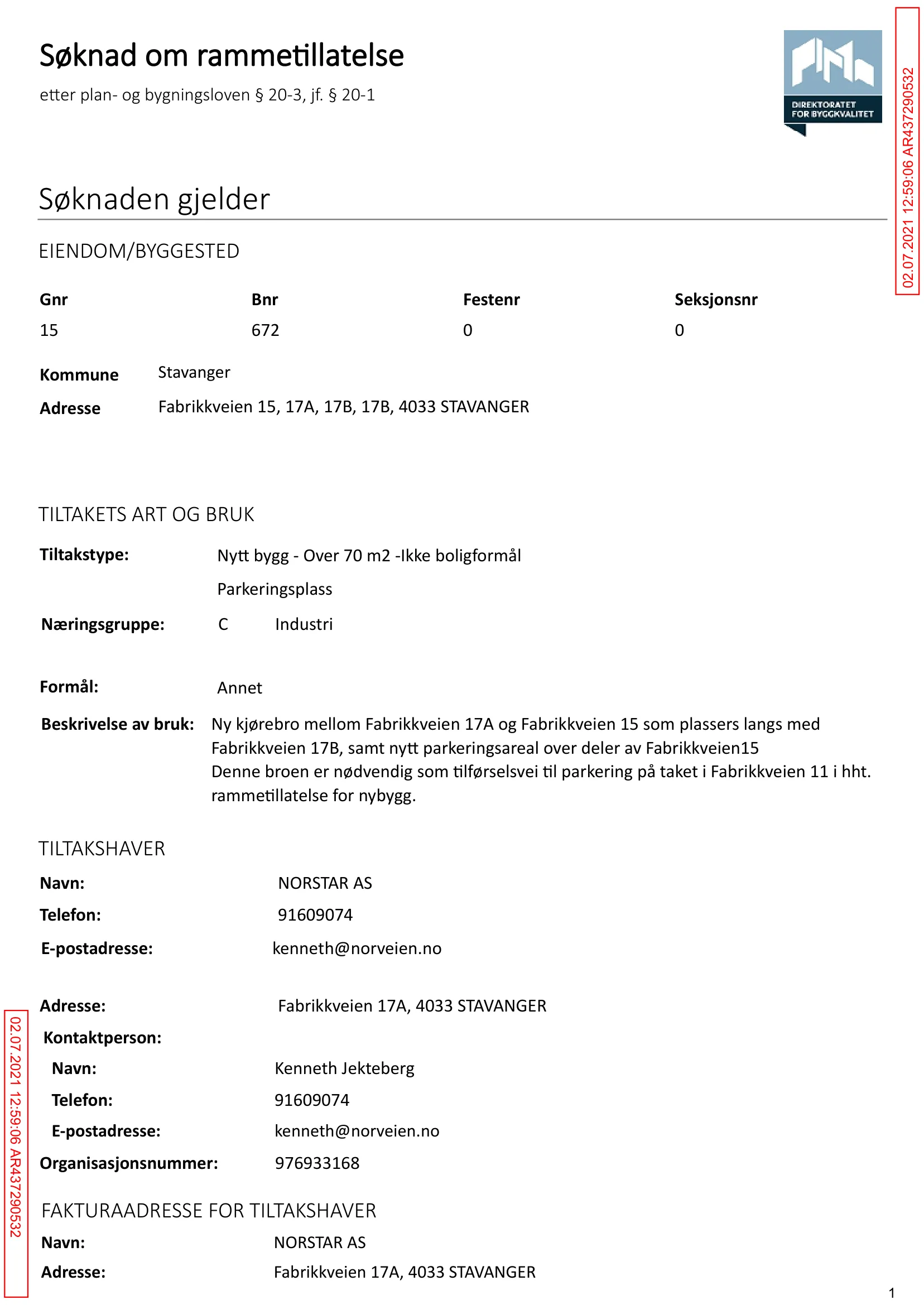 Søknad om rammetillatelse
