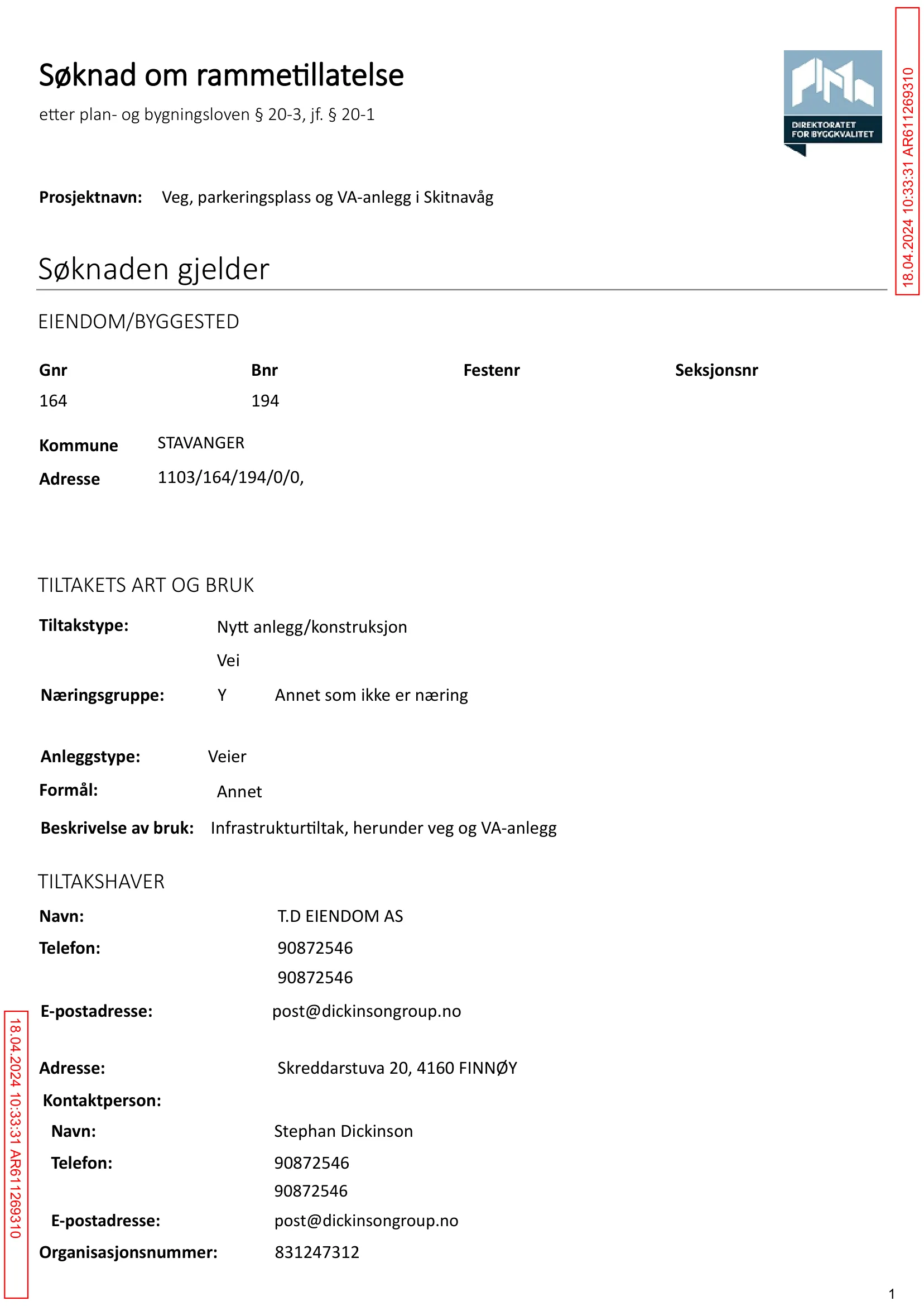 Søknad om rammetillatelse