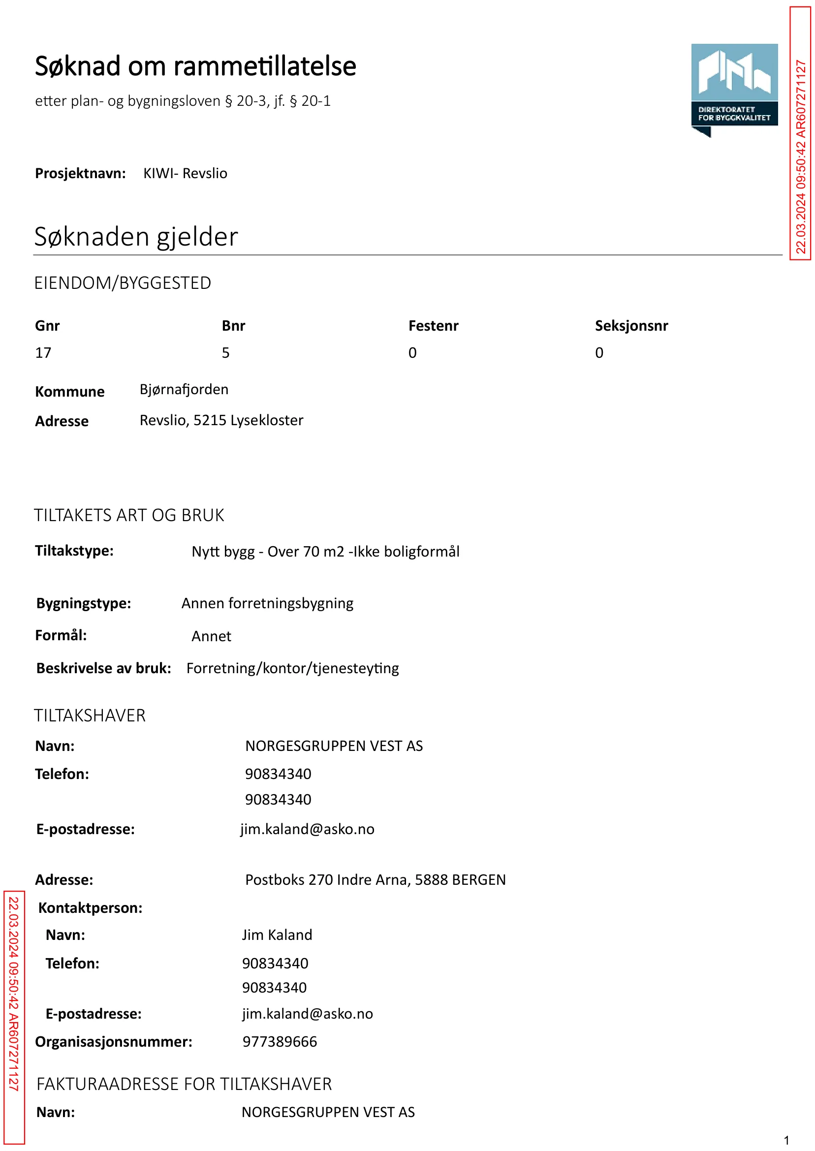 Søknad om rammetillatelse