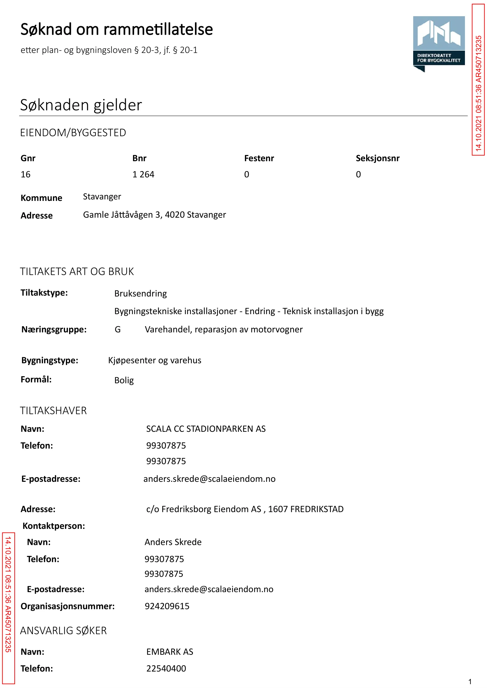 Søknad om rammetillatelse