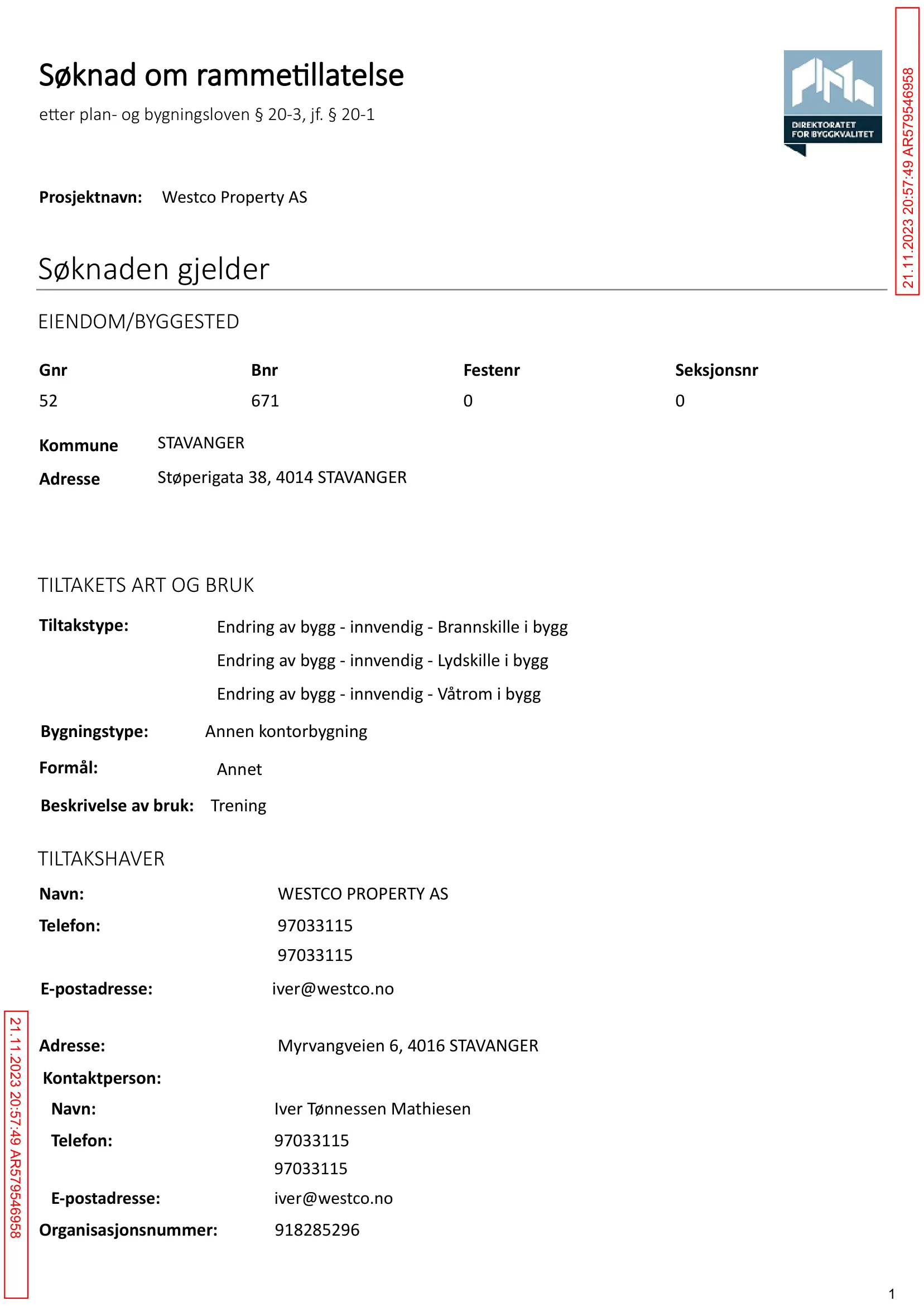 Søknad om rammetillatelse
