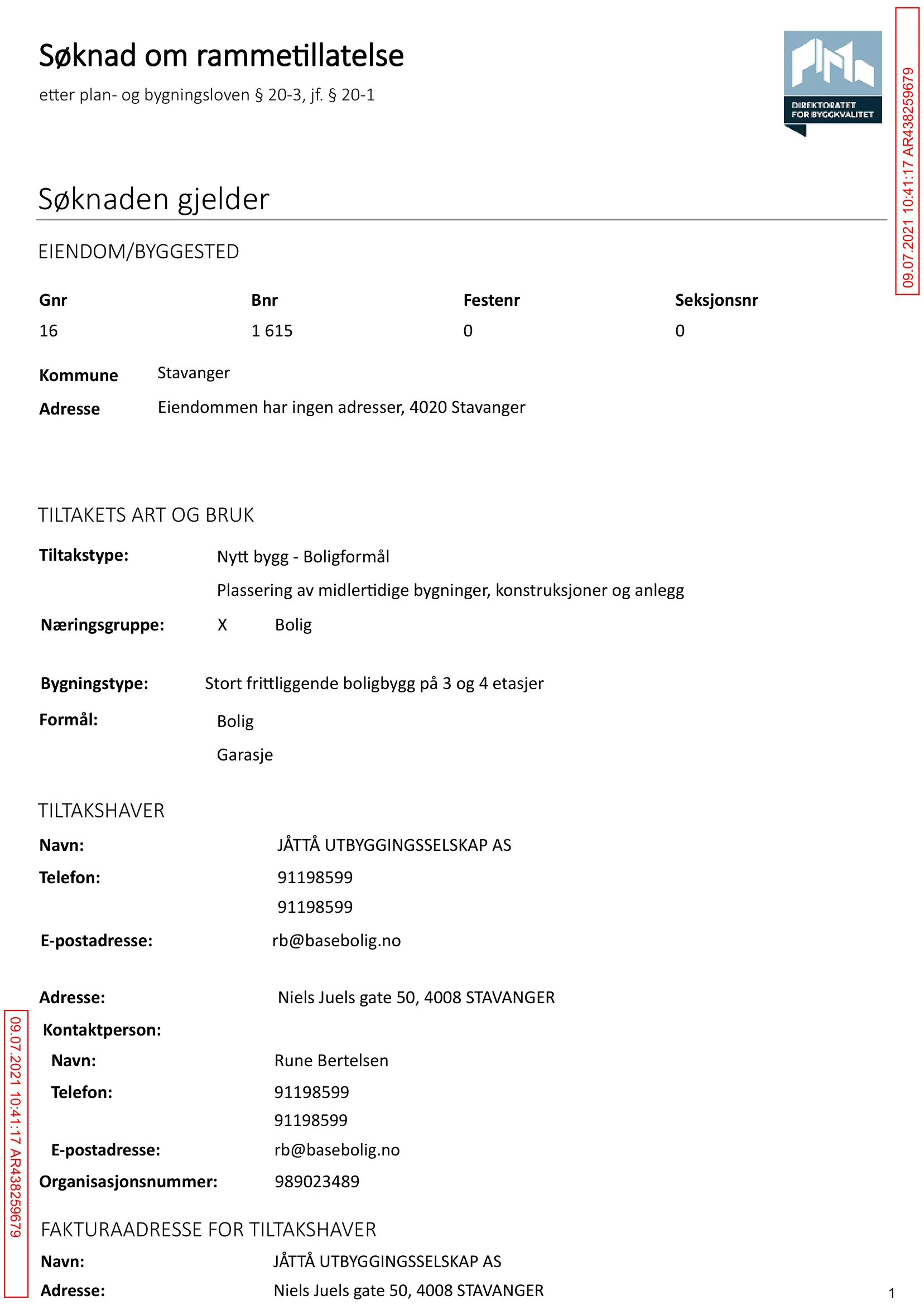 Søknad om rammetillatelse