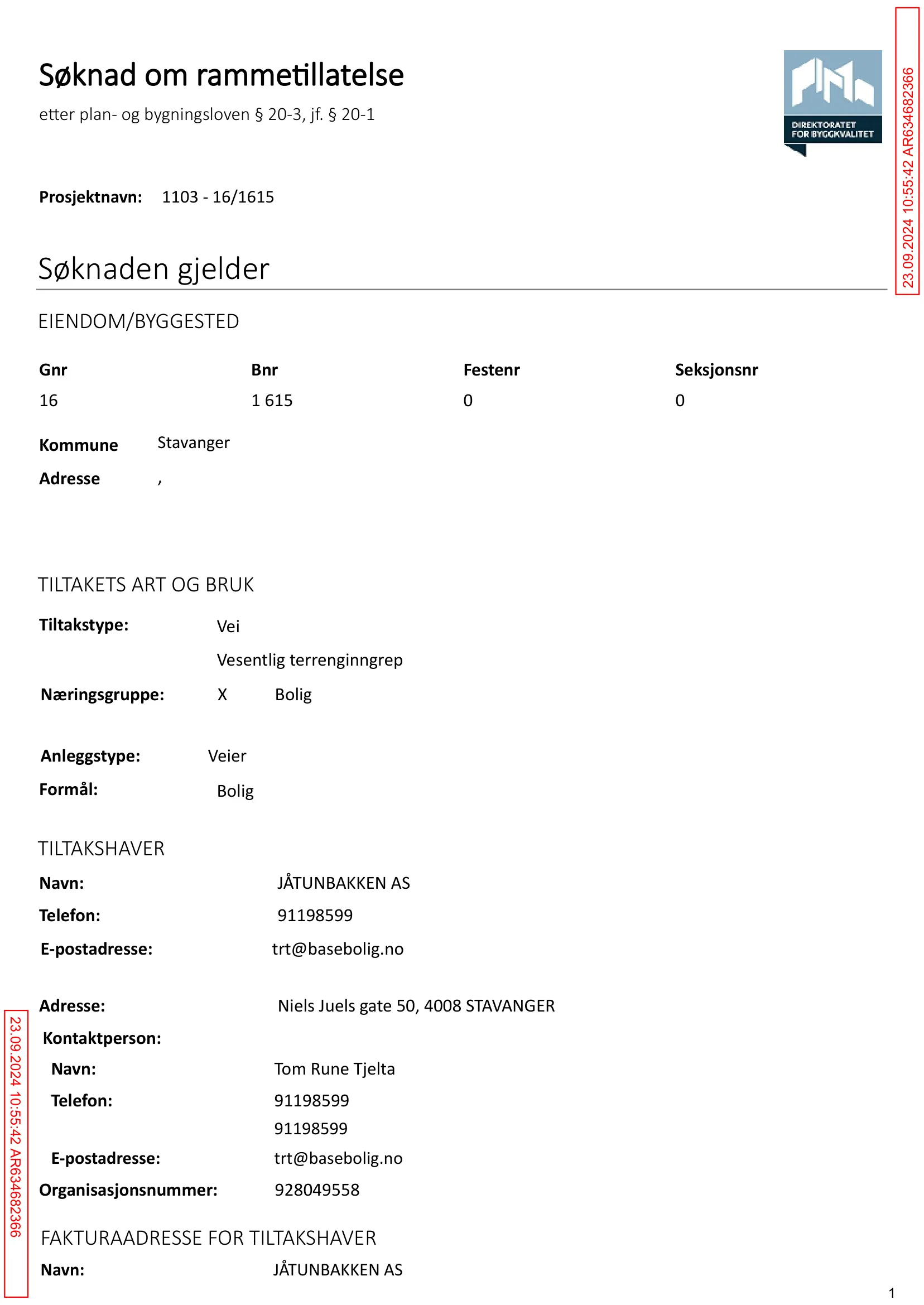 Søknad om rammetillatelse
