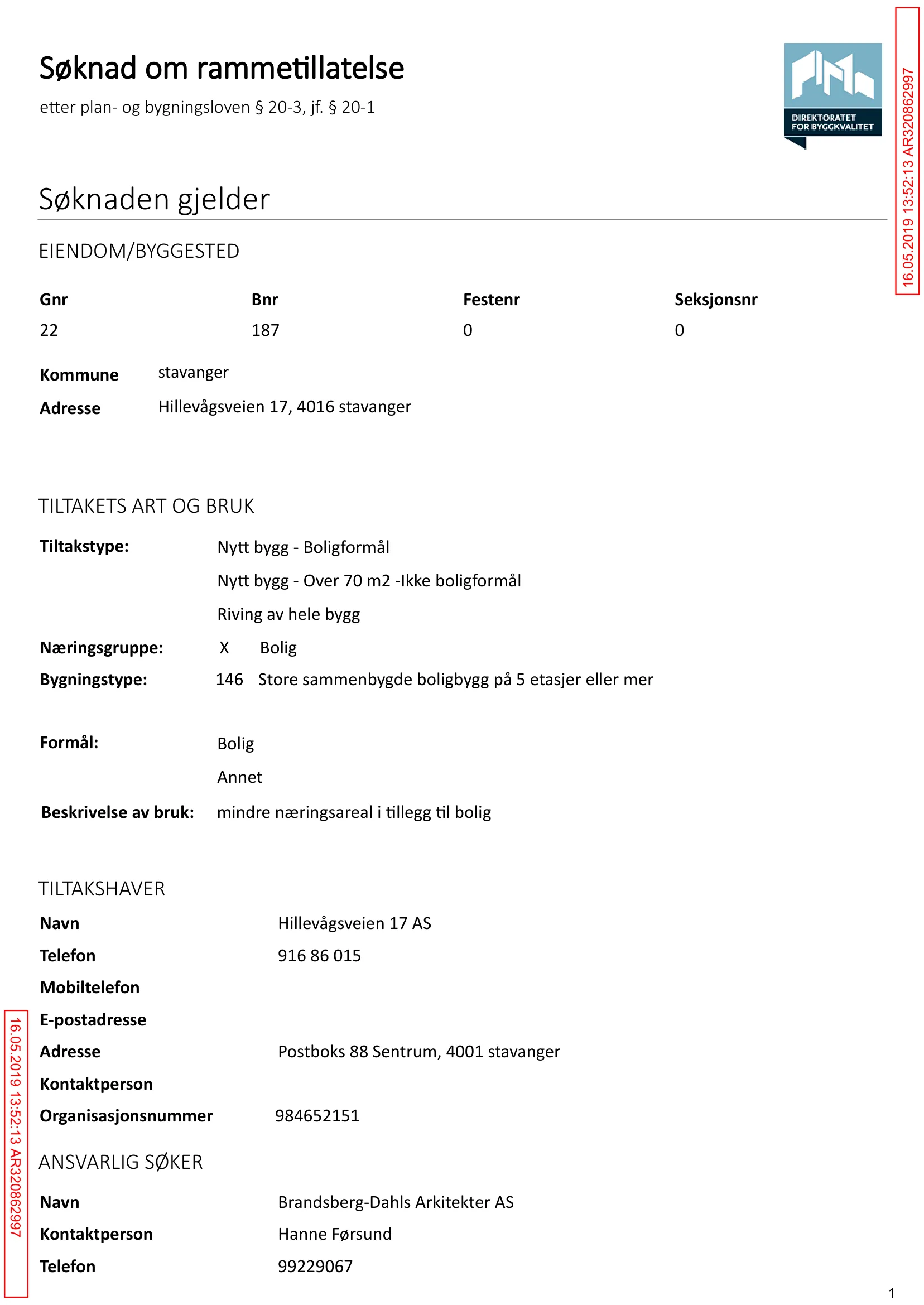 Søknad om rammetillatelse