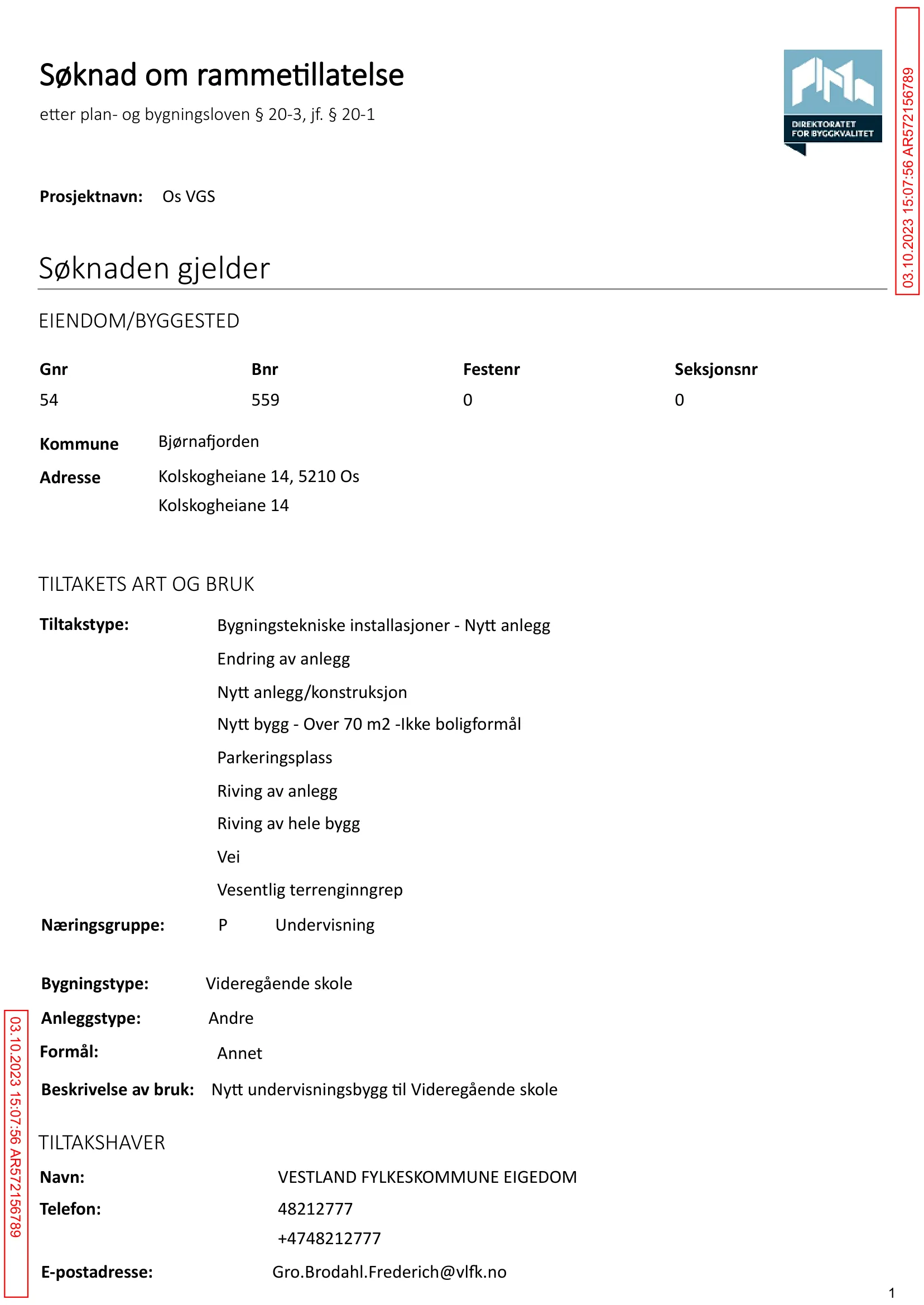 Søknad om rammetillatelse