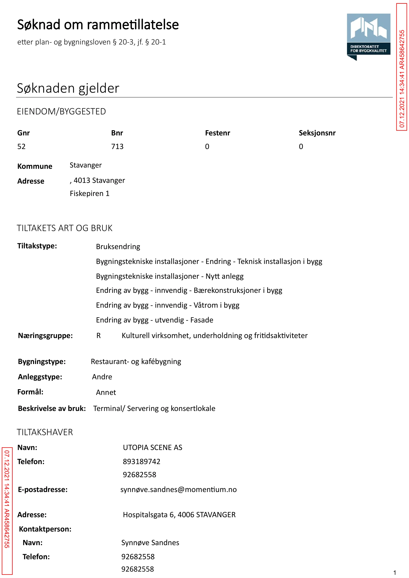 Søknad om rammetillatelse