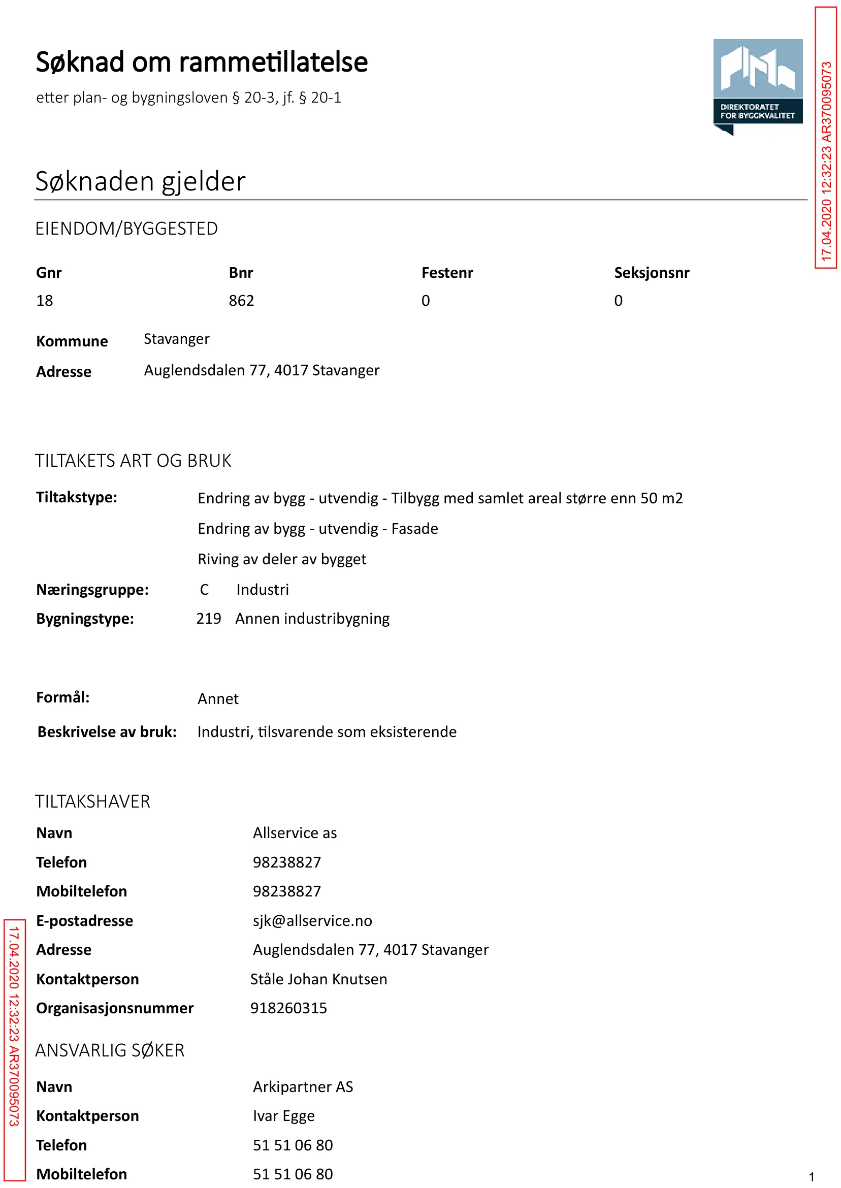 Søknad om rammetillatelse