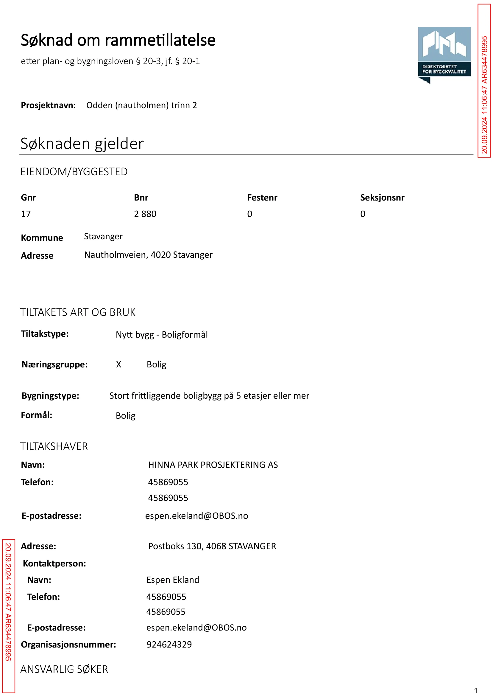 Søknad om rammetillatelse